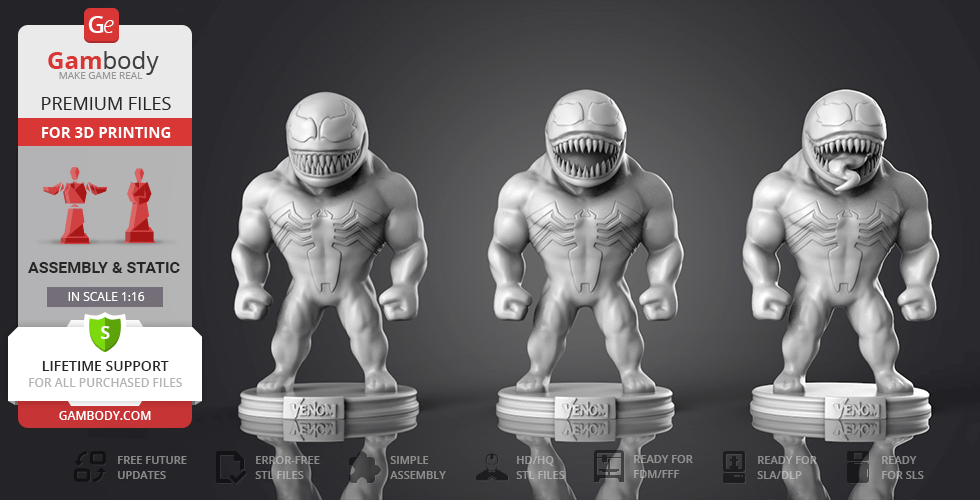 Chibi Venom 3D Printing Miniature | Assembly STL Model