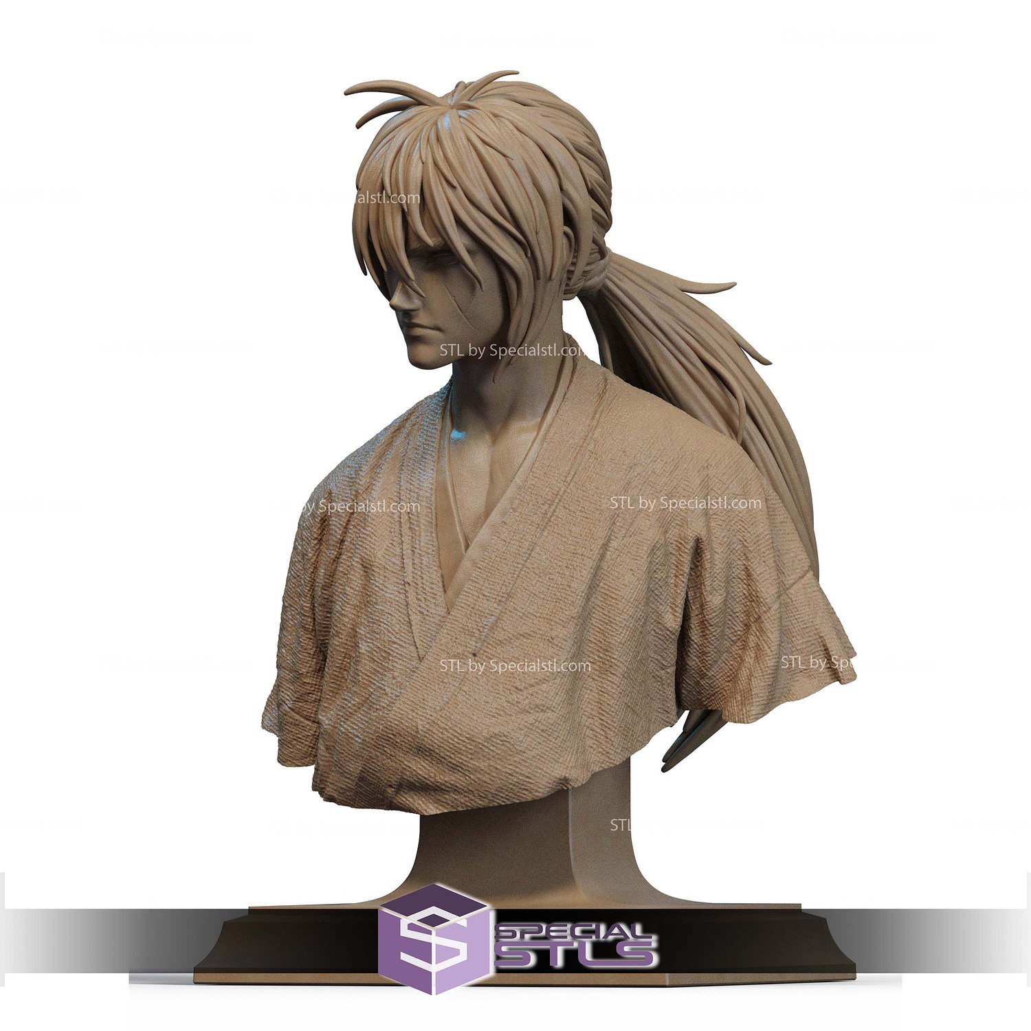 Kenshin Himura Bust STL Files 3D Model — view 2