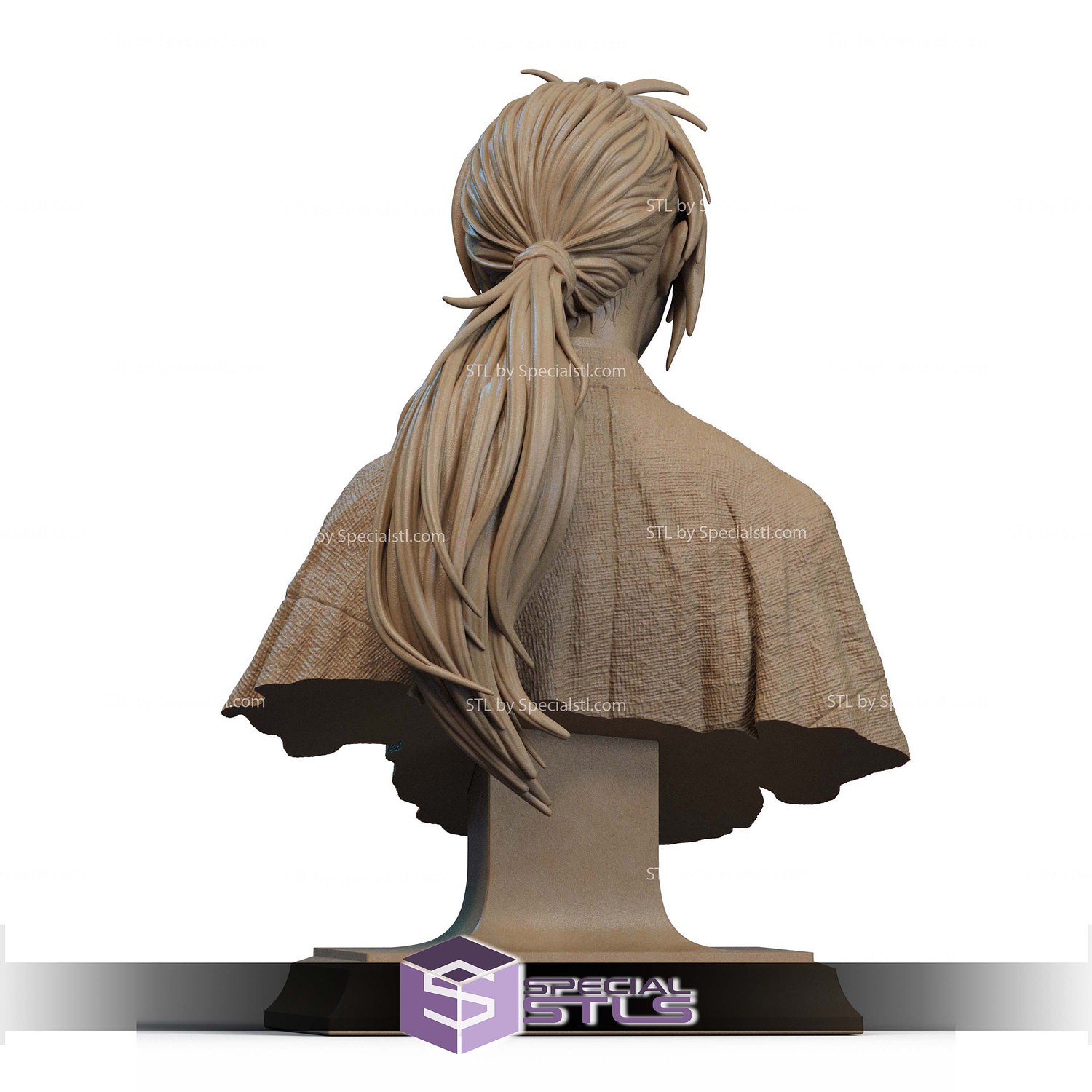 Kenshin Himura Bust STL Files 3D Model — view 3