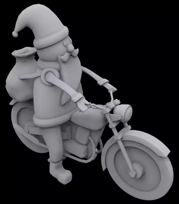 Santa on motorcycle 3D STL Model
