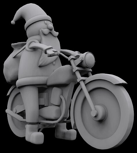 Santa on motorcycle 3D STL Model — view 2