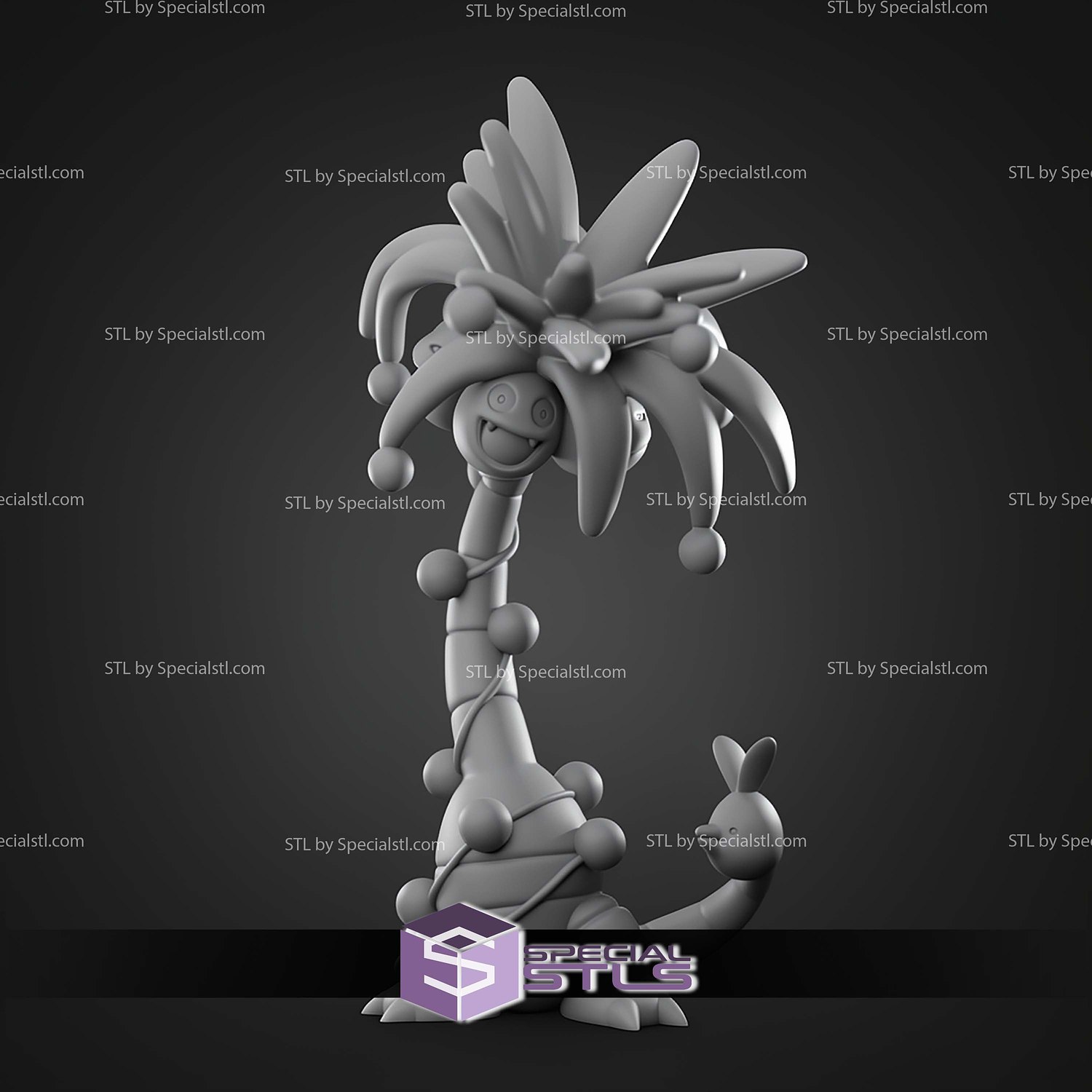 Basic Pokemon Collection Exeggcutor Tree 3D STL Model — view 2