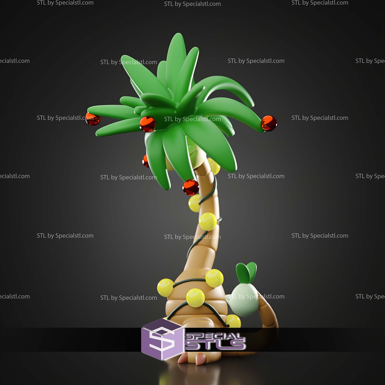 Basic Pokemon Collection Exeggcutor Tree 3D STL Model — view 4