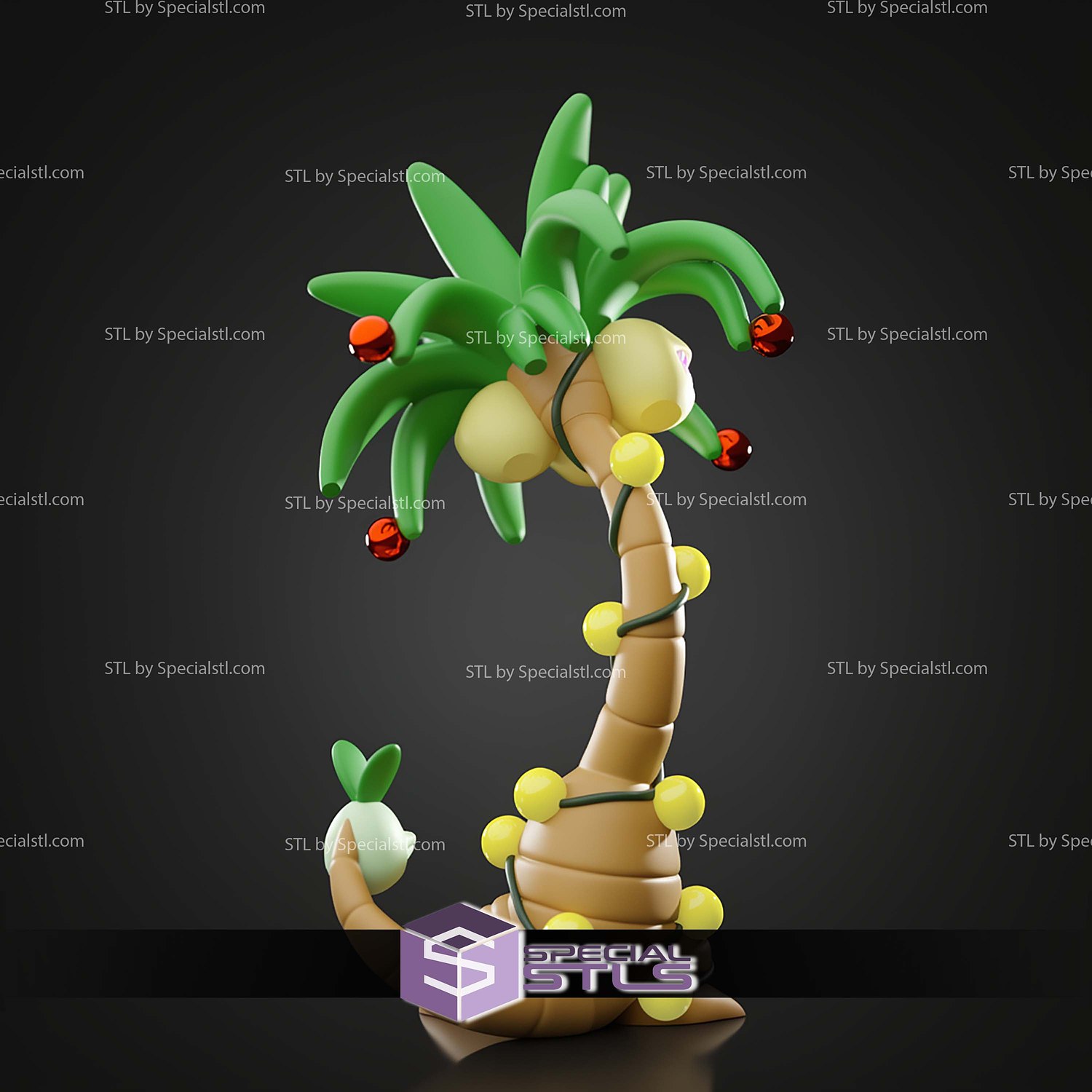 Basic Pokemon Collection Exeggcutor Tree 3D STL Model — view 5