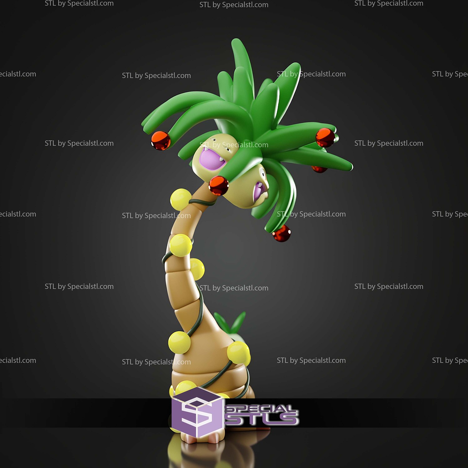 Basic Pokemon Collection Exeggcutor Tree 3D STL Model — view 6