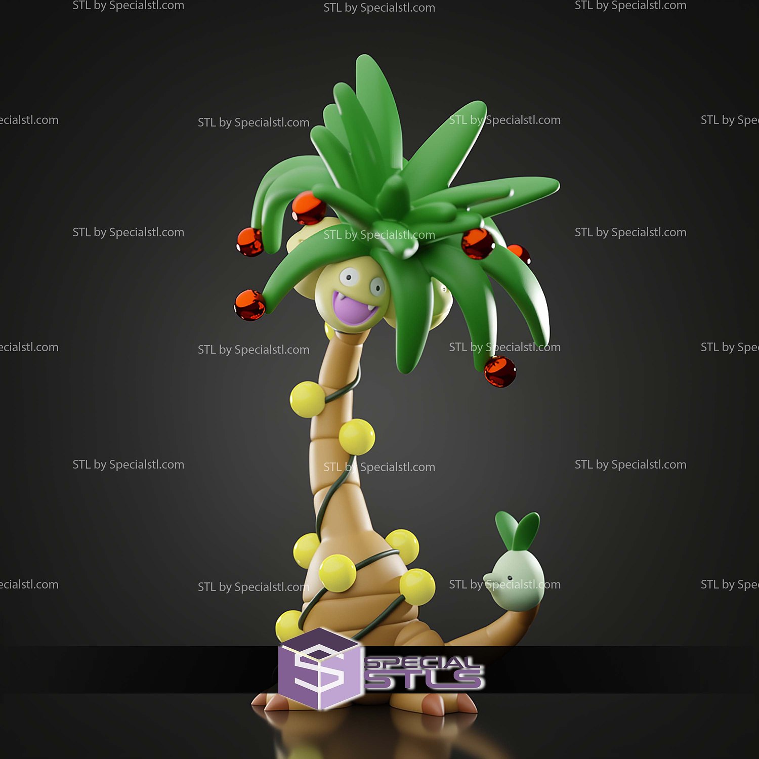 Basic Pokemon Collection Exeggcutor Tree 3D STL Model — view 7