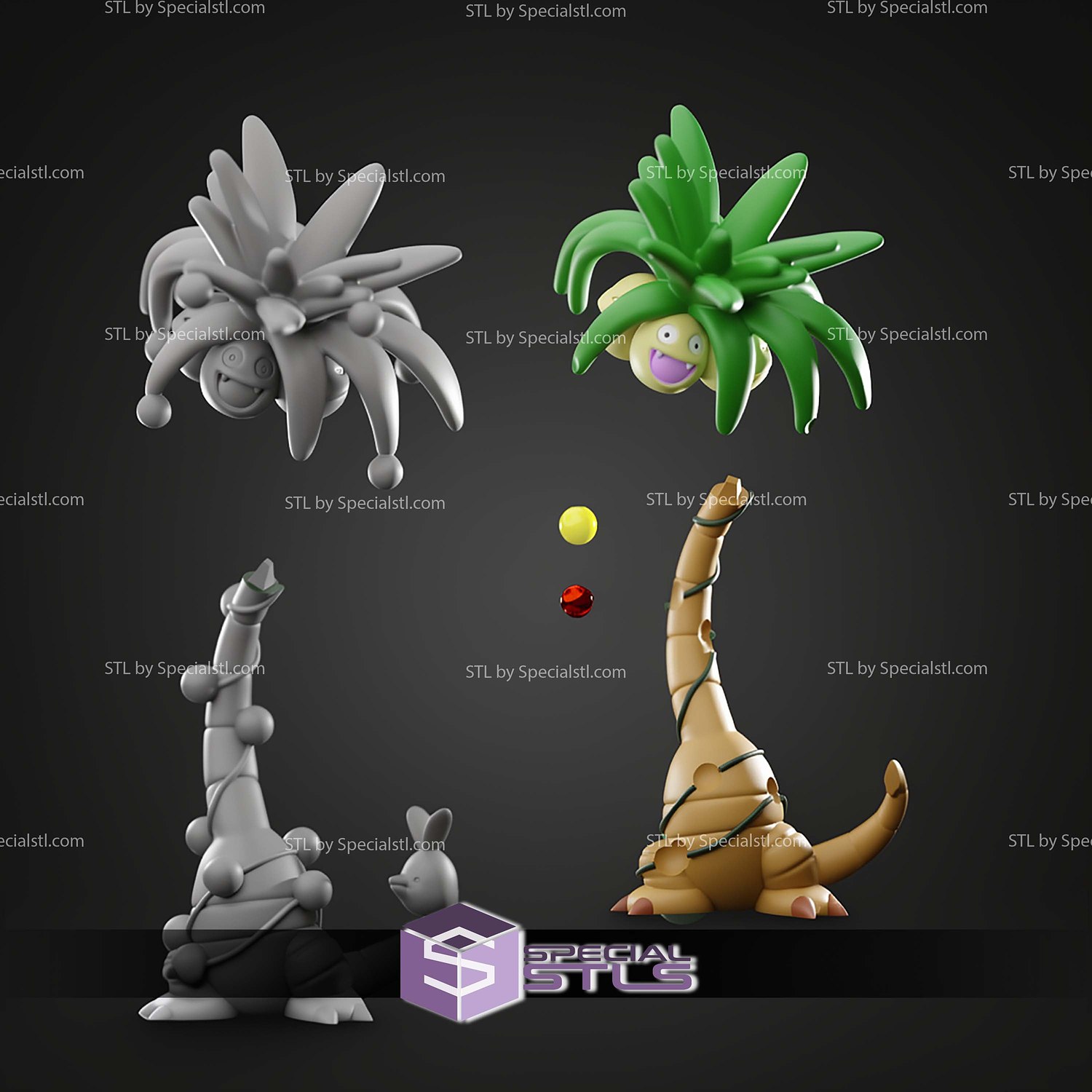 Basic Pokemon Collection Exeggcutor Tree 3D STL Model — view 8
