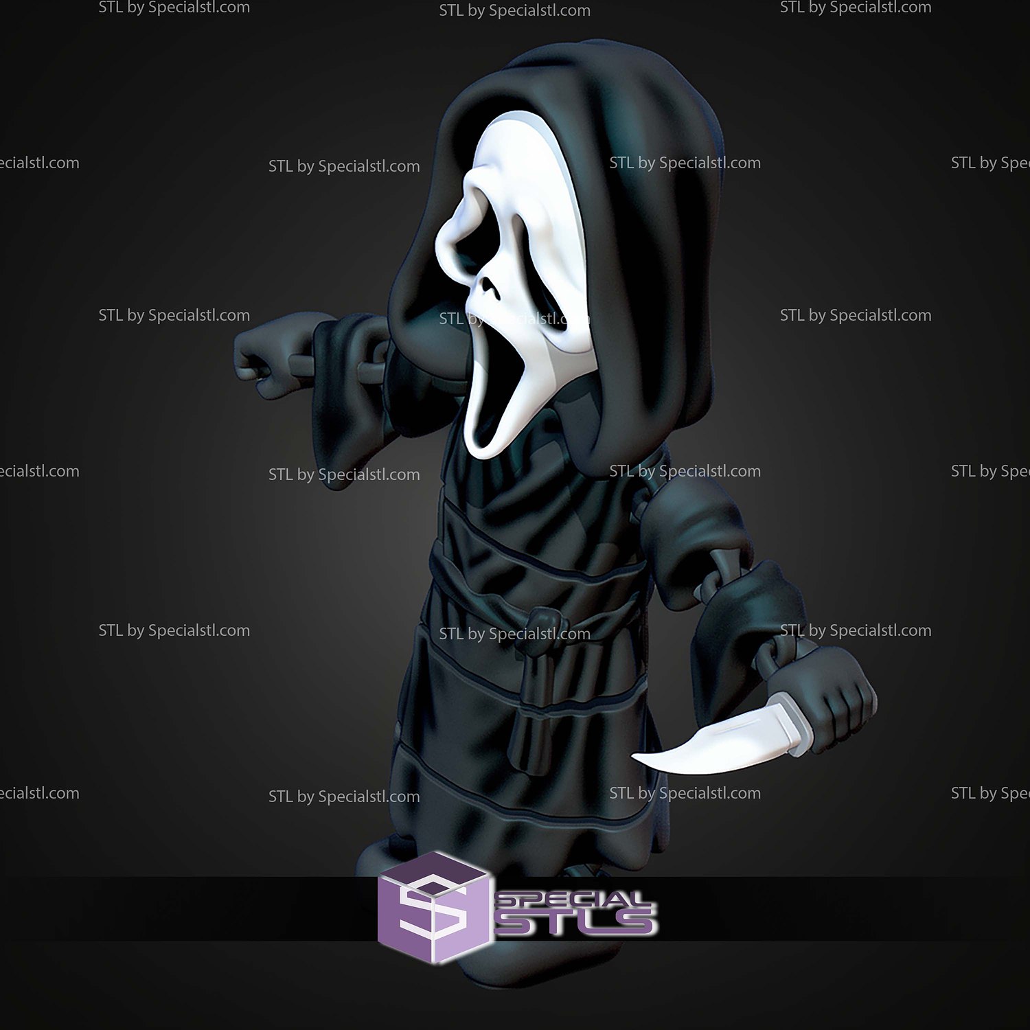 Super Basic STL Scream Ghostface MultiColor 3D Model — view 2