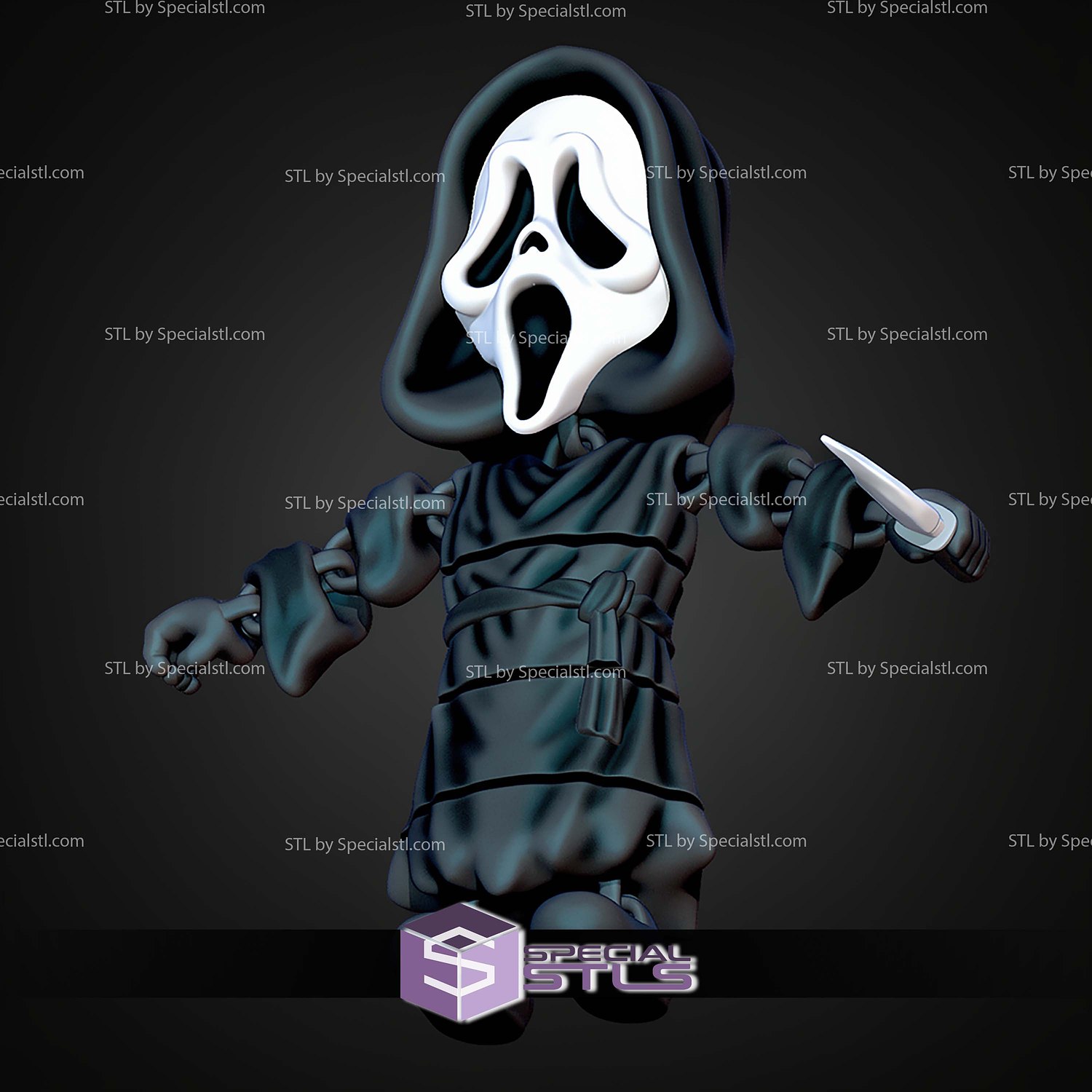 Super Basic STL Scream Ghostface MultiColor 3D Model — view 3