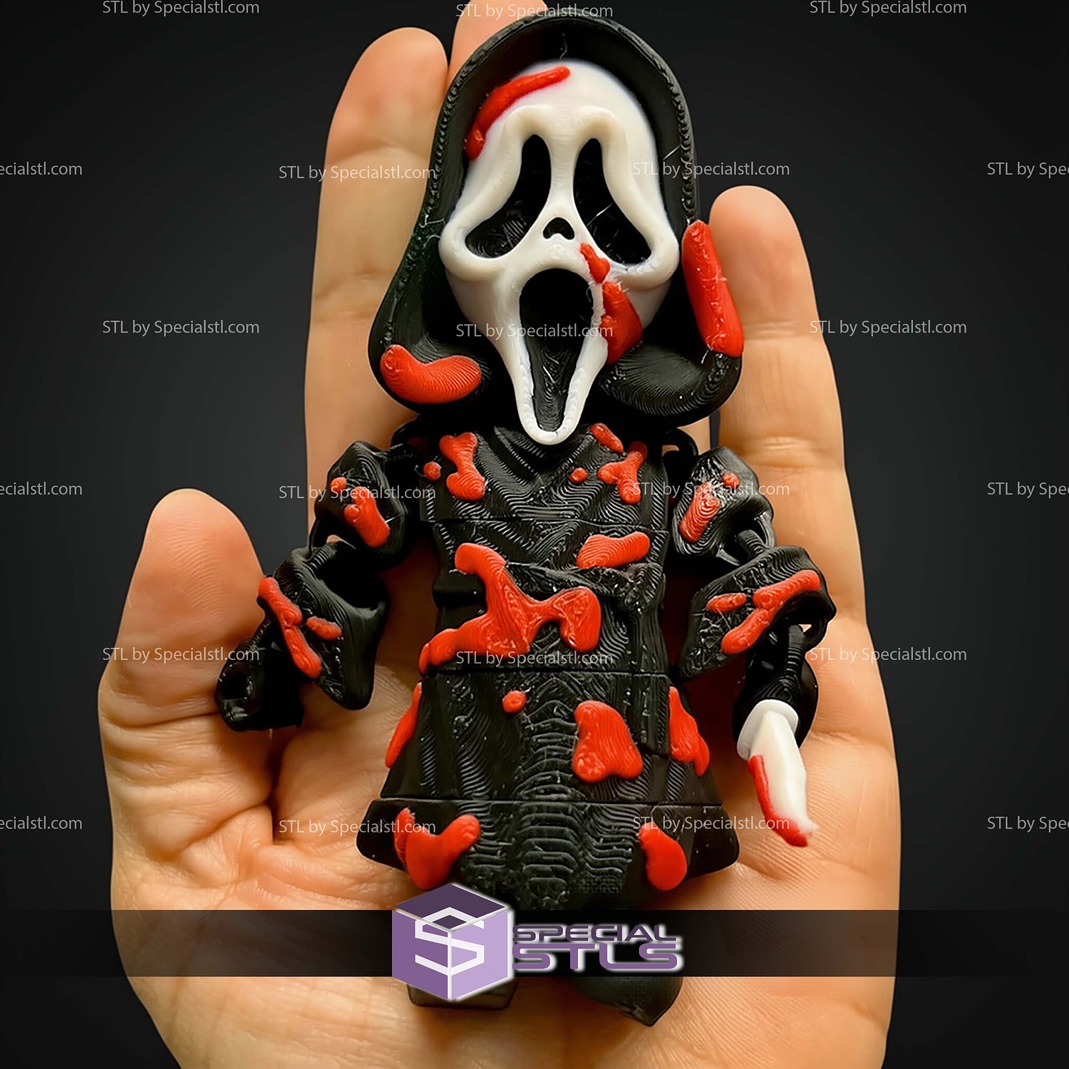 Super Basic STL Scream Ghostface MultiColor 3D Model — view 4