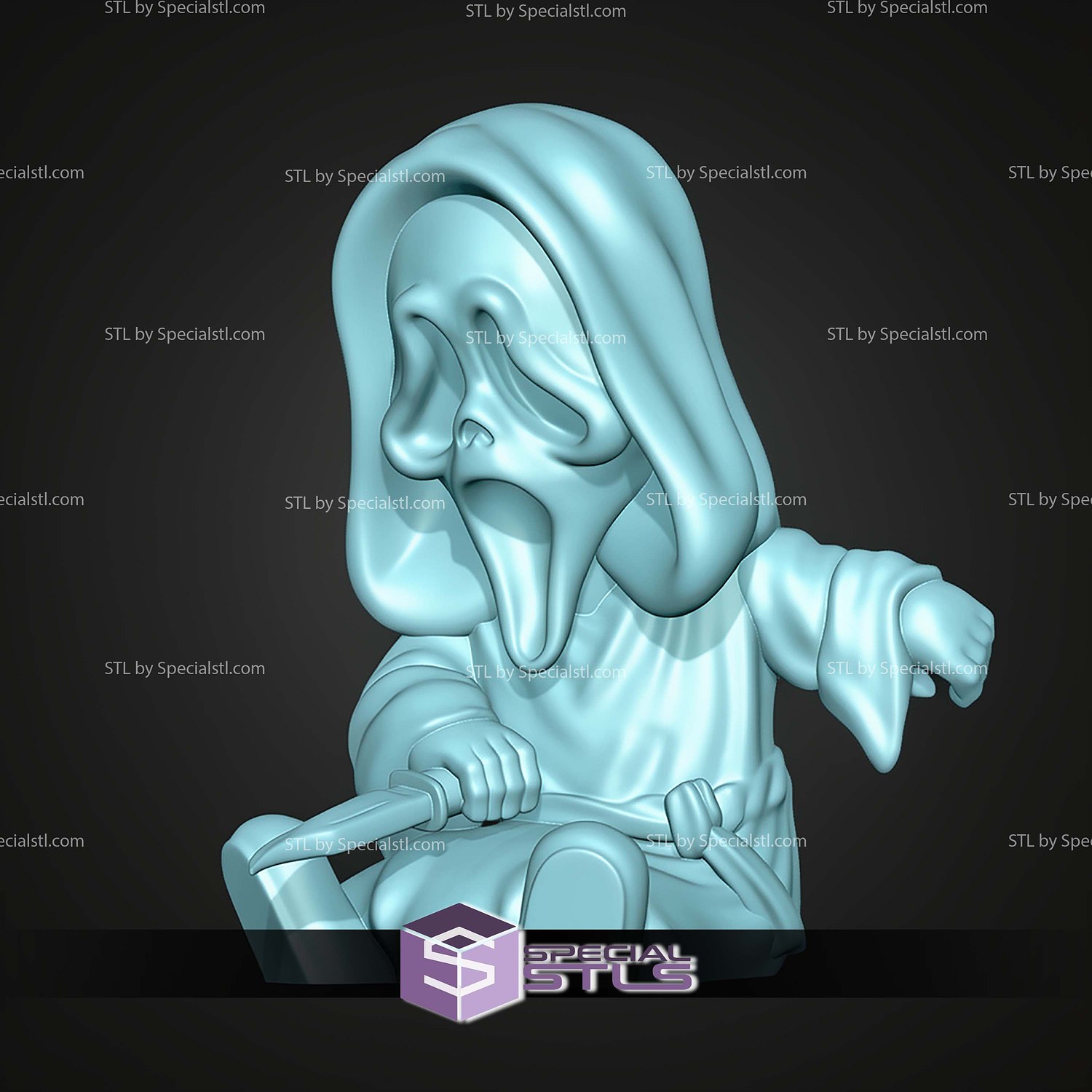 Super Basic STL Scream Ghostface MultiColor 3D Model — view 5