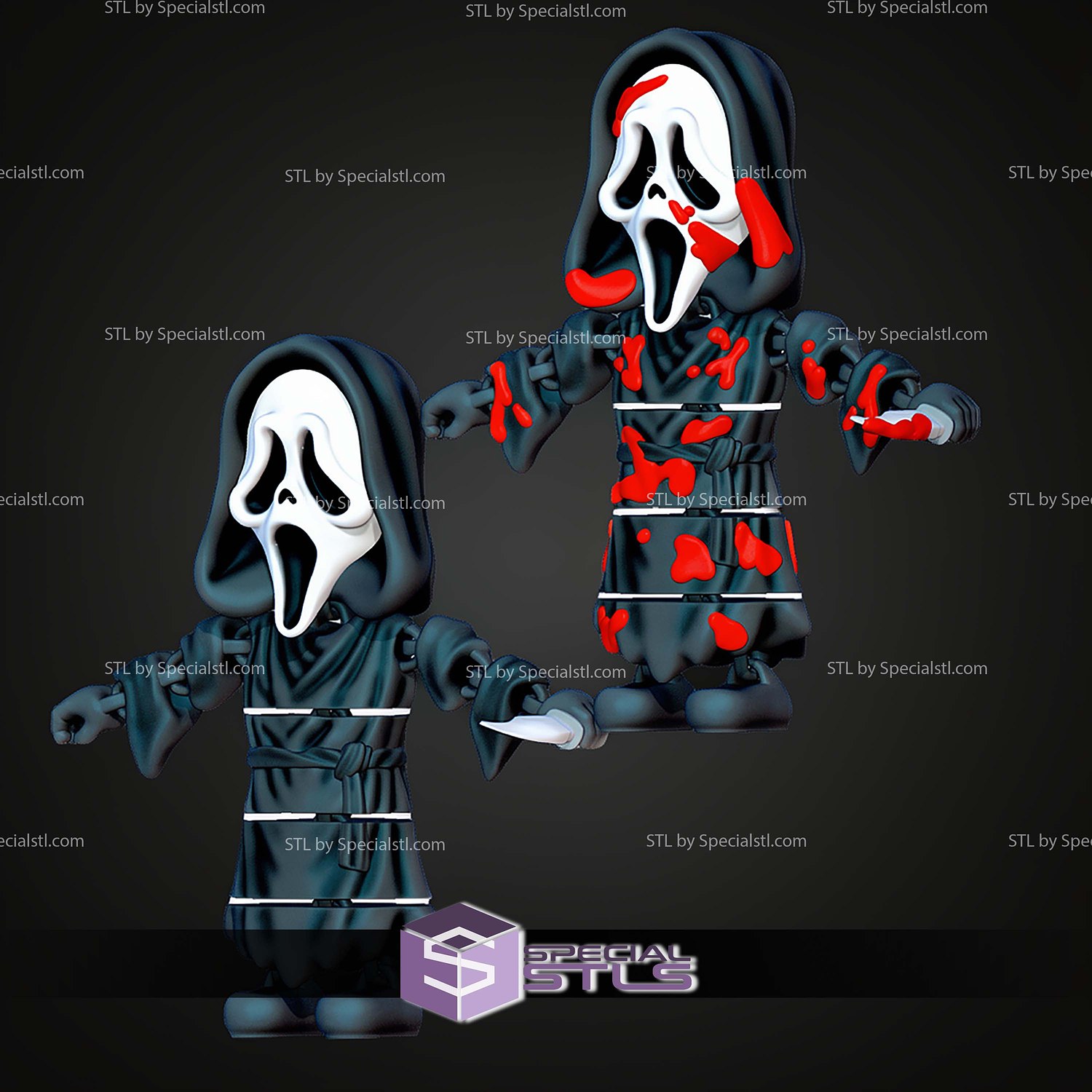 Super Basic STL Scream Ghostface MultiColor 3D Model — view 6
