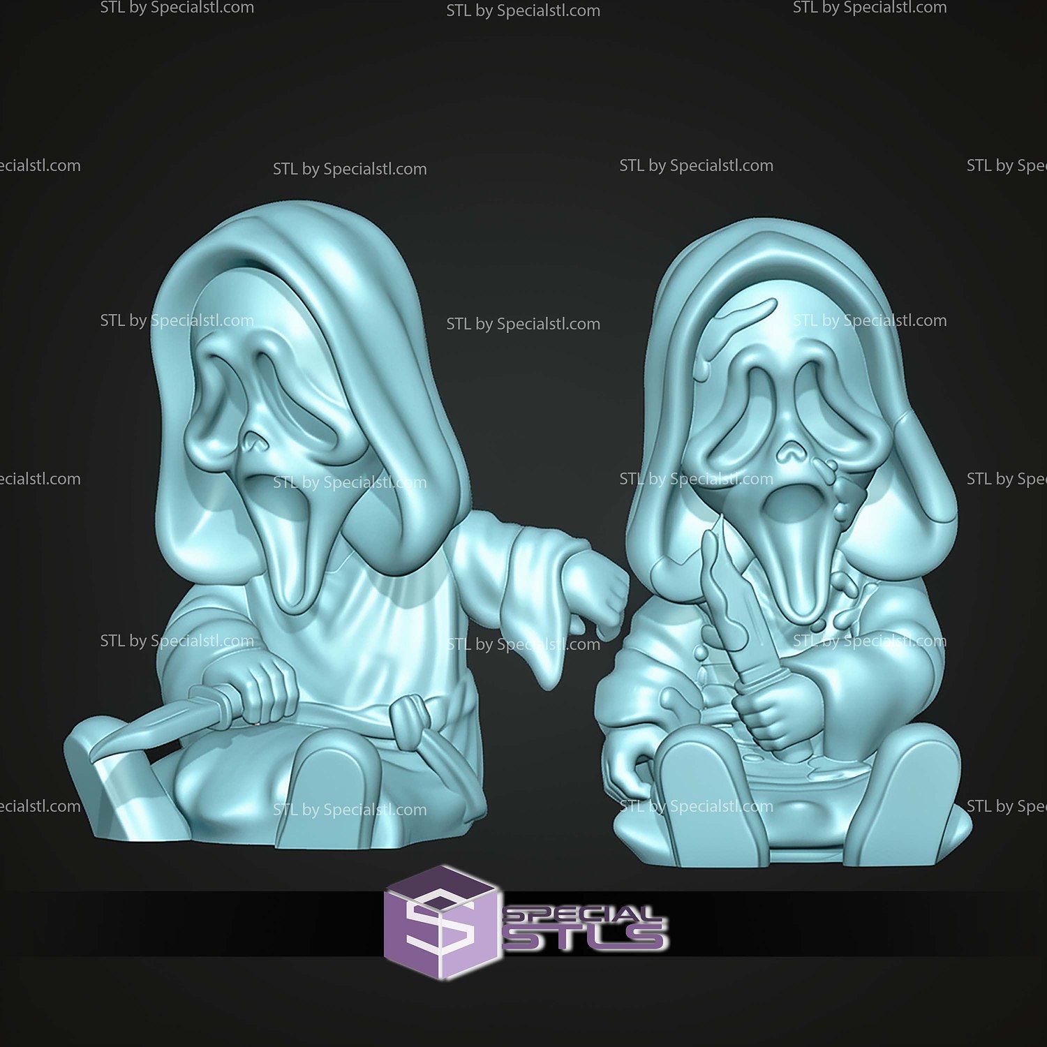 Super Basic STL Scream Ghostface MultiColor 3D Model — view 7