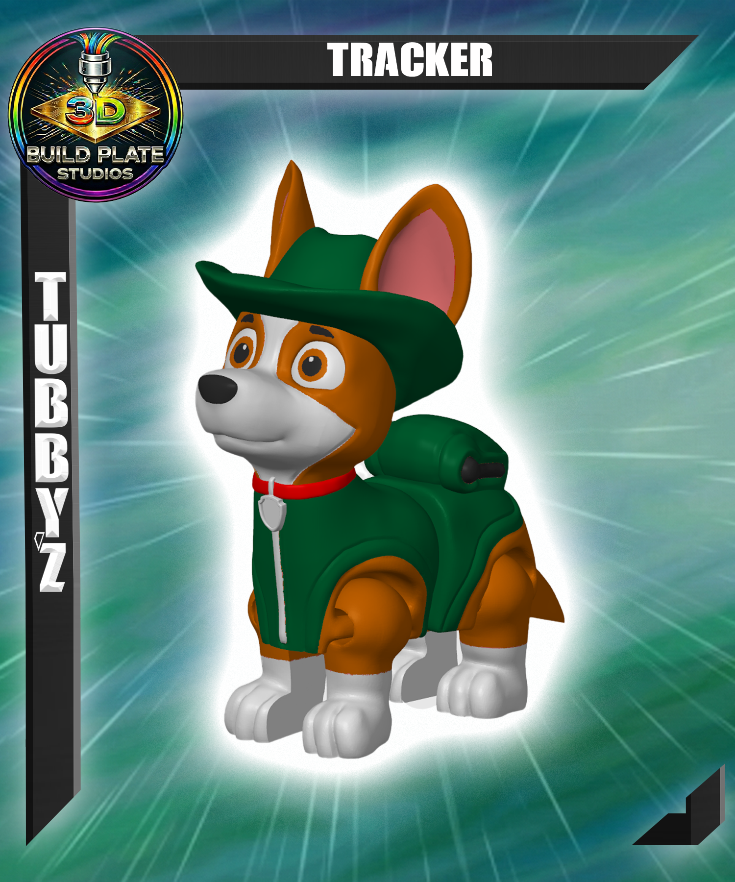 Paw Patrol Tracker Multicolor Flexi Print-In-Place 3D 3MF Model