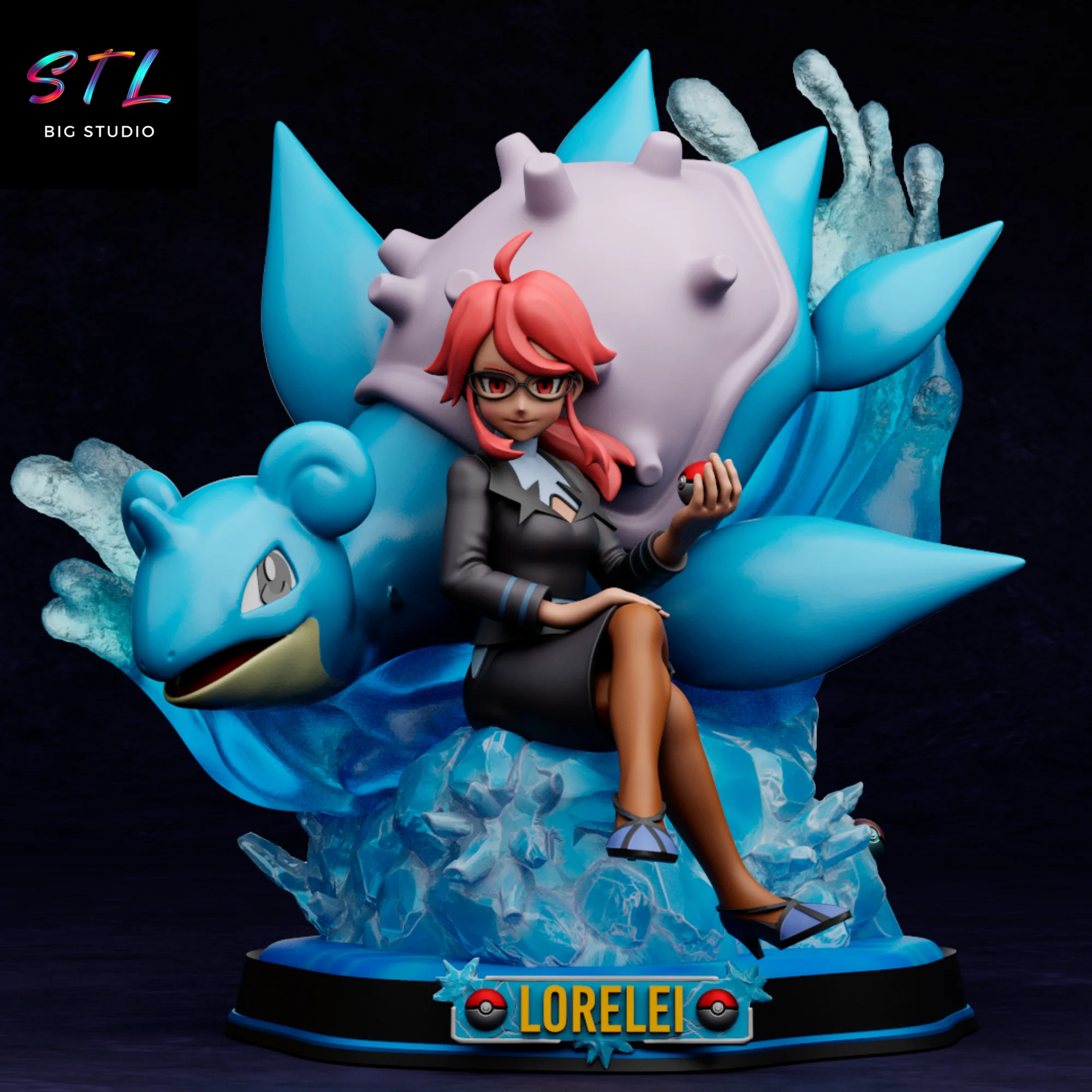 Lorelei & Lapras STL | 3D Printable Figure | Pokémon Model