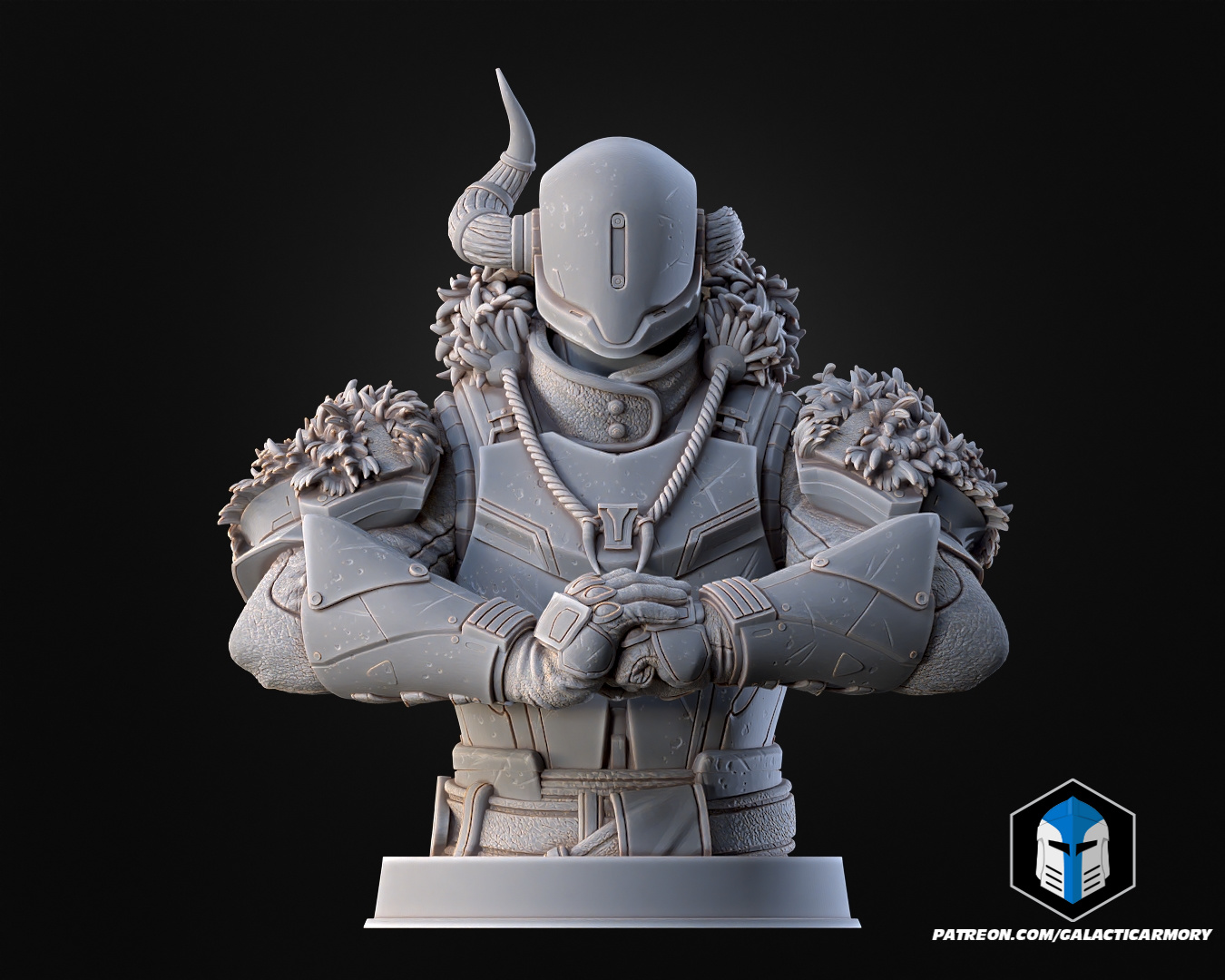 Destiny Lord Shaxx Figurines - Bust Pose 2 - 3D Print Files STL Model — view 2