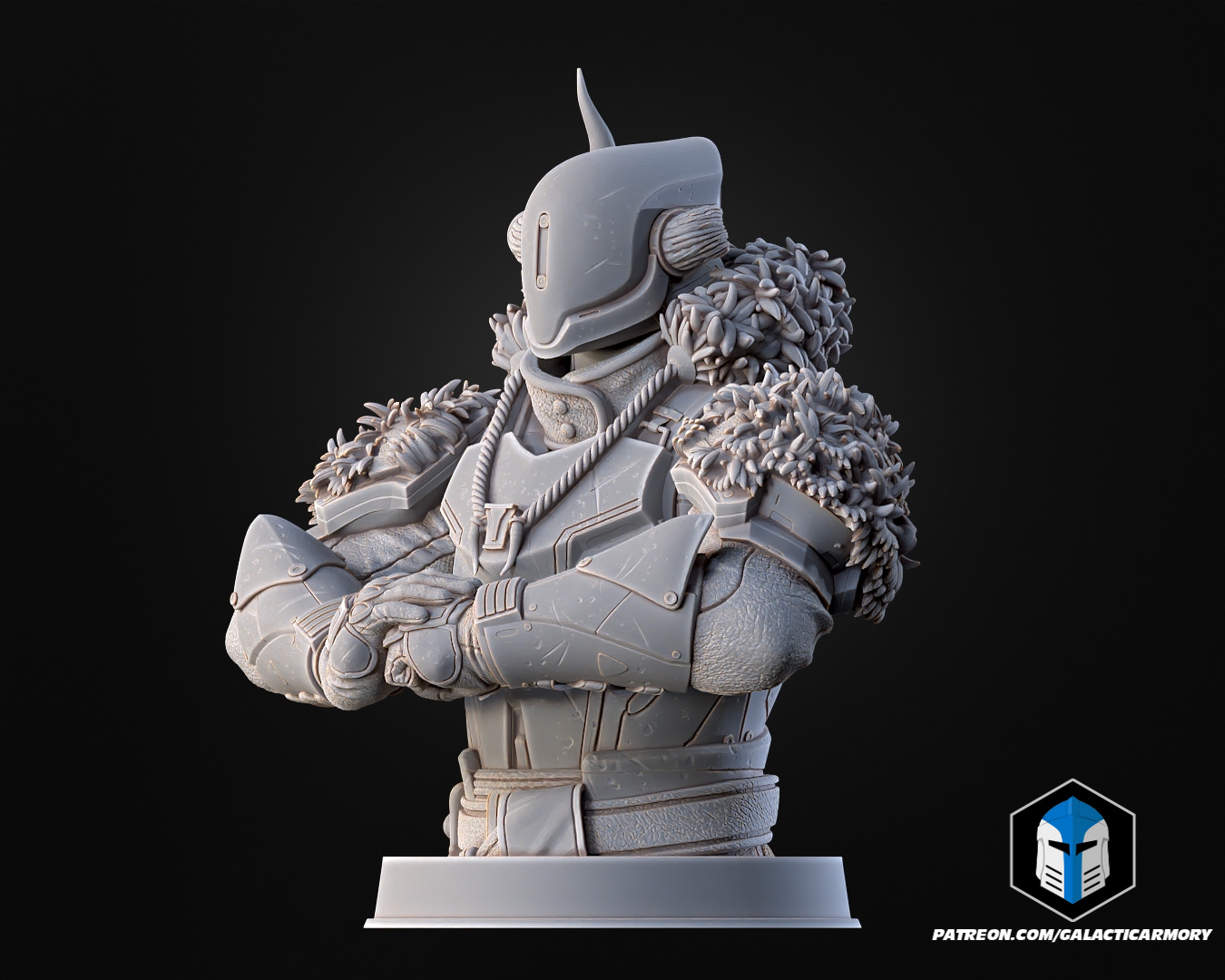 Destiny Lord Shaxx Figurines - Bust Pose 2 - 3D Print Files STL Model — view 3