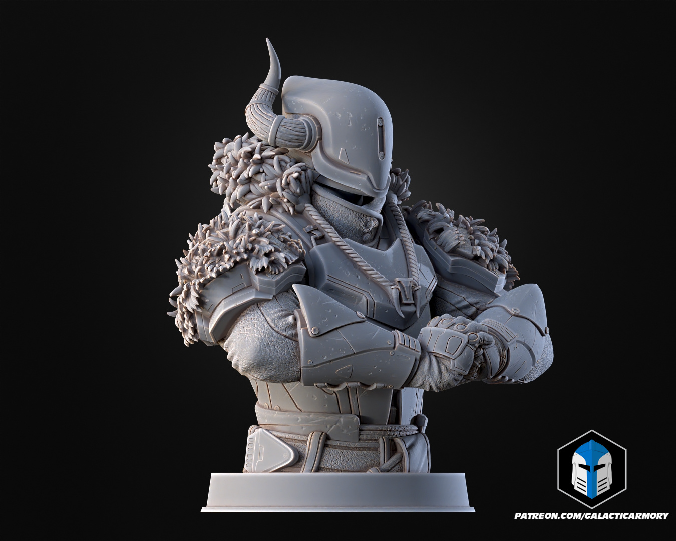 Destiny Lord Shaxx Figurines - Bust Pose 2 - 3D Print Files STL Model — view 8