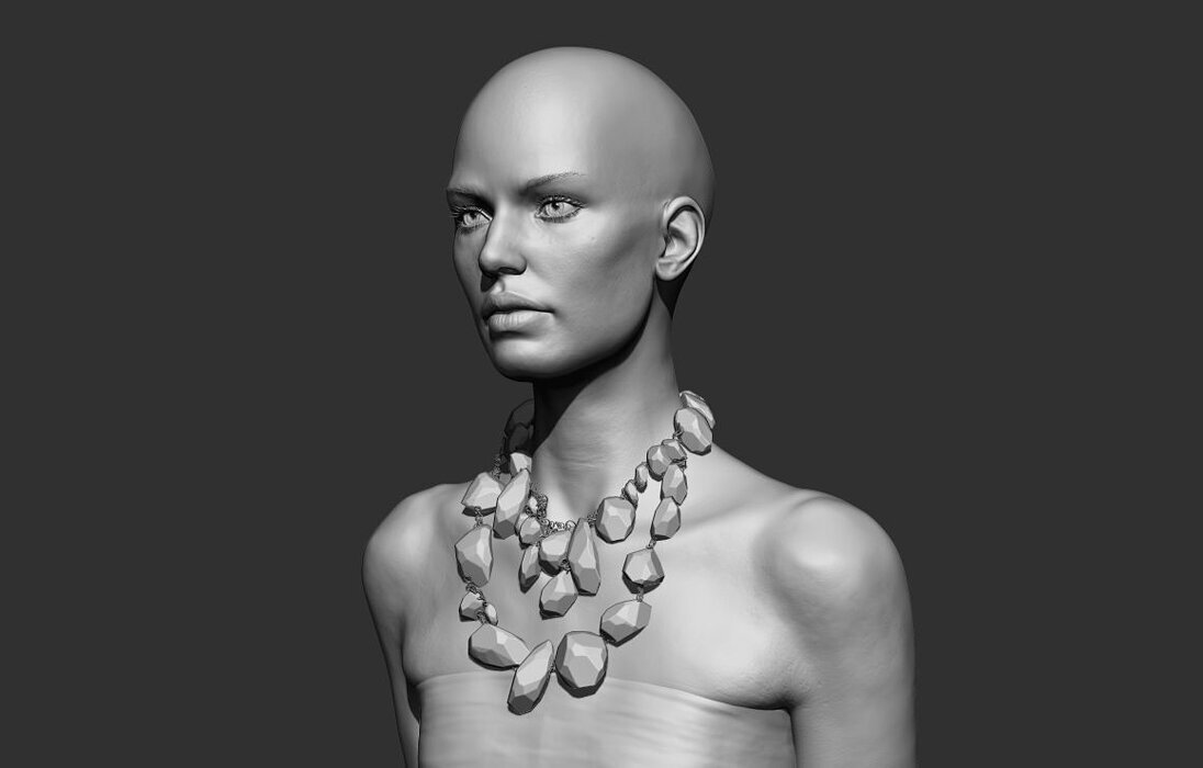 Woman Bust 3D OBJ Model — view 2