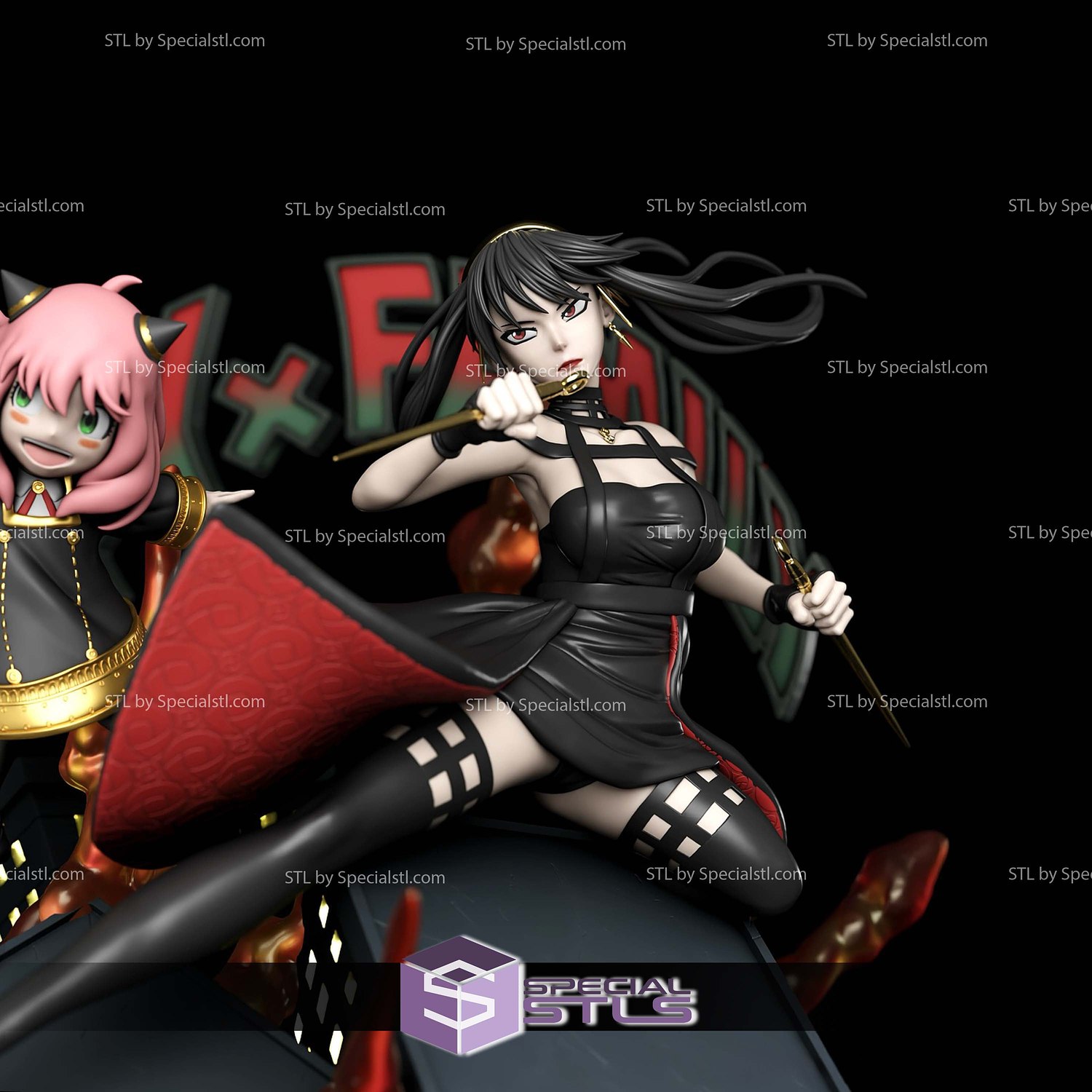Loid Yor and Anya Spy x Family Diorama 3D Printer Files STL Model — view 3