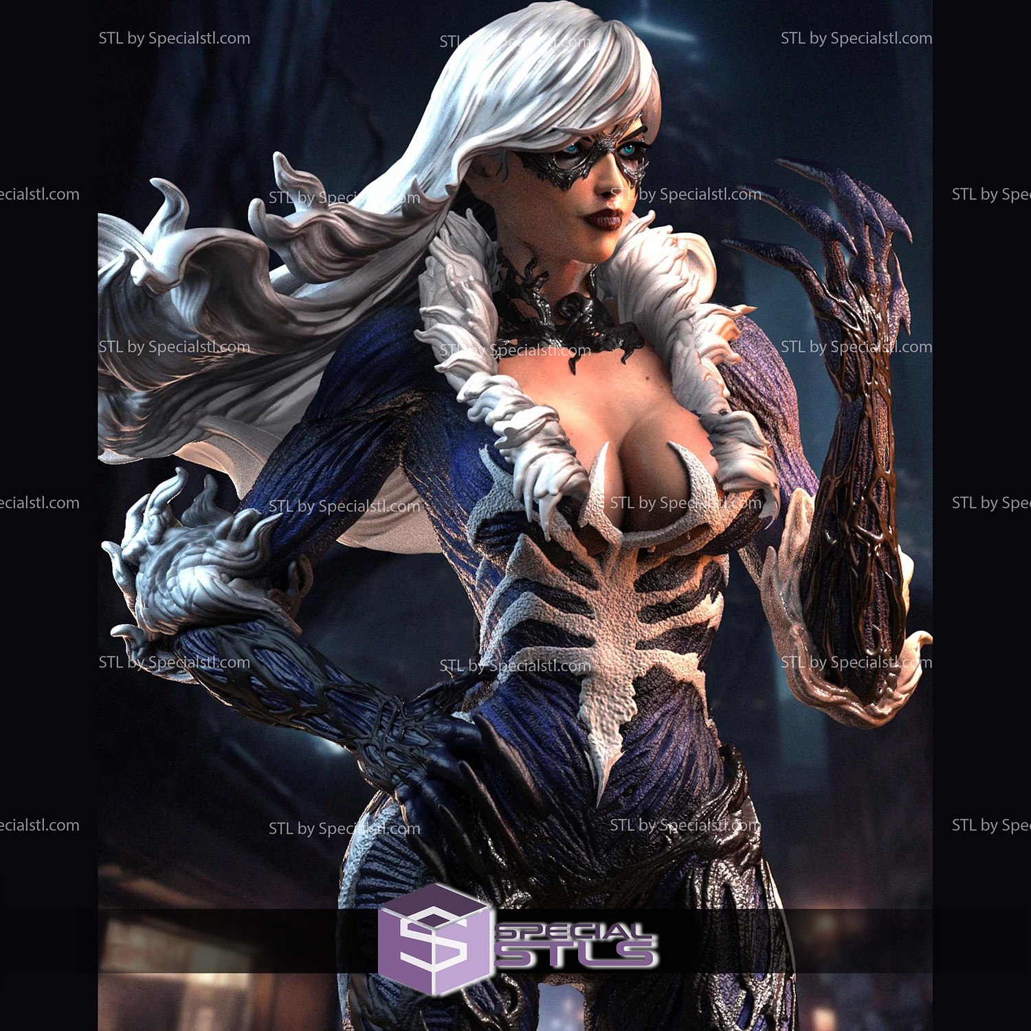 Black Cat Venomized 3D Printer Files STL Model — view 2