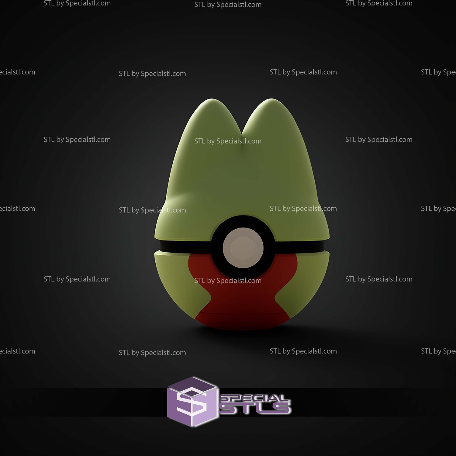 Super Basic STL Treecko Pokeball 3D Model — view 2
