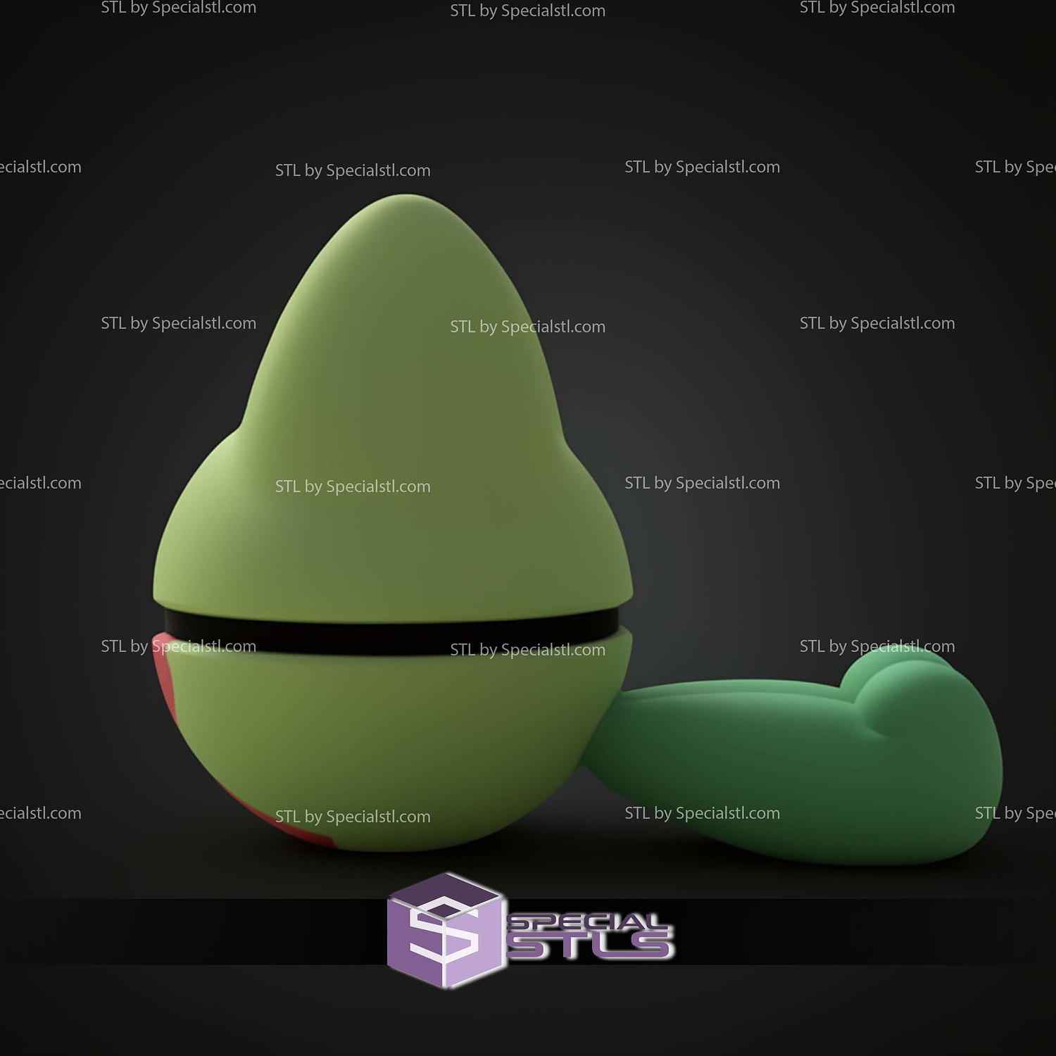Super Basic STL Treecko Pokeball 3D Model — view 3