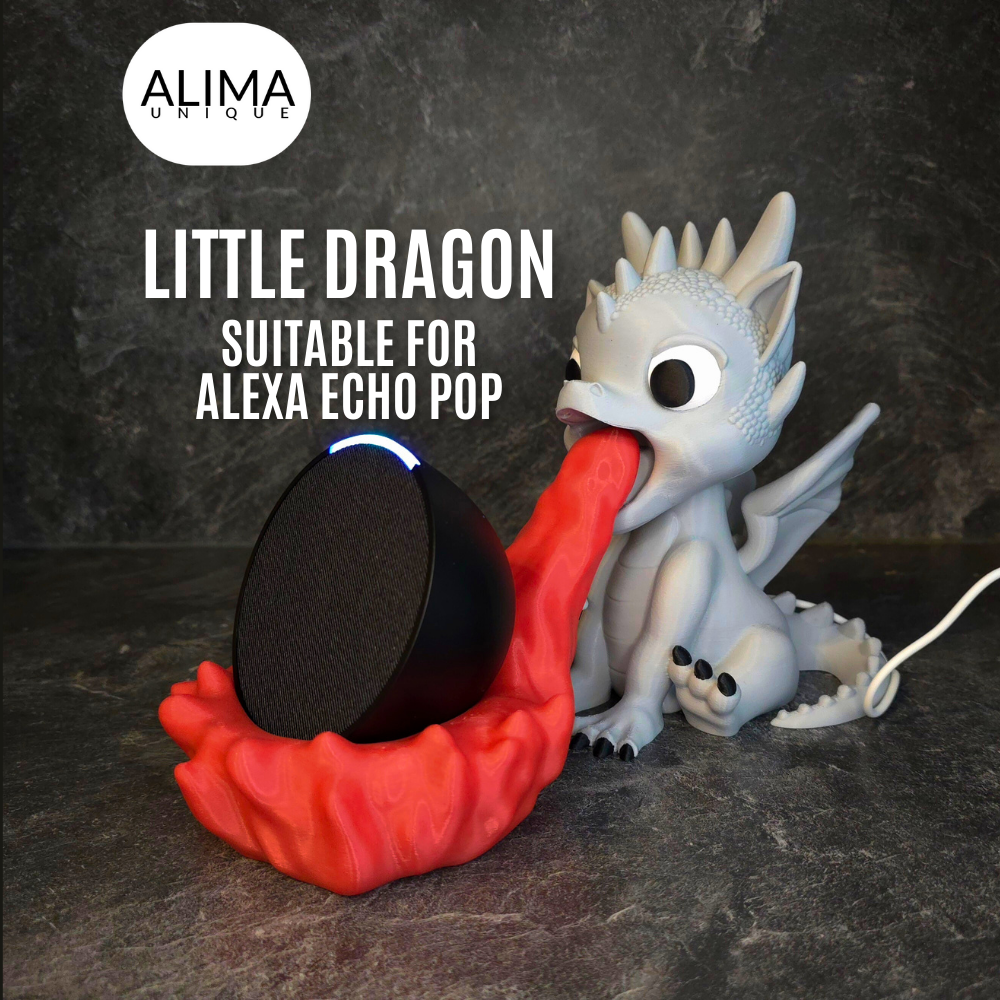 Little Dragon - suitable for Alexa echo pop 3D STL Model — view 2