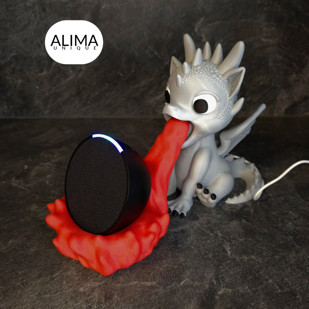 Little Dragon - suitable for Alexa echo pop 3D STL Model — view 3