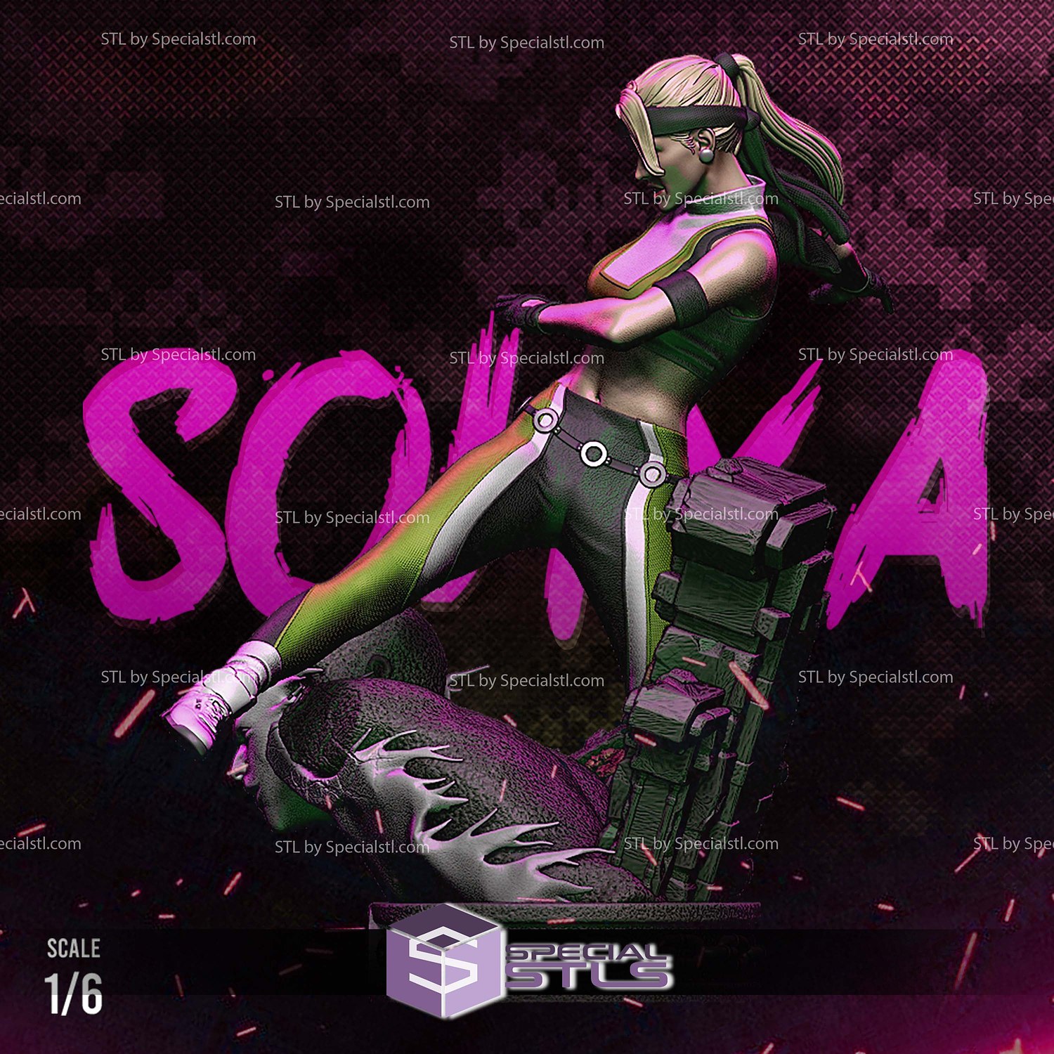 Sonya Blade Kick 1-6 3D Printer Files STL Model — view 2
