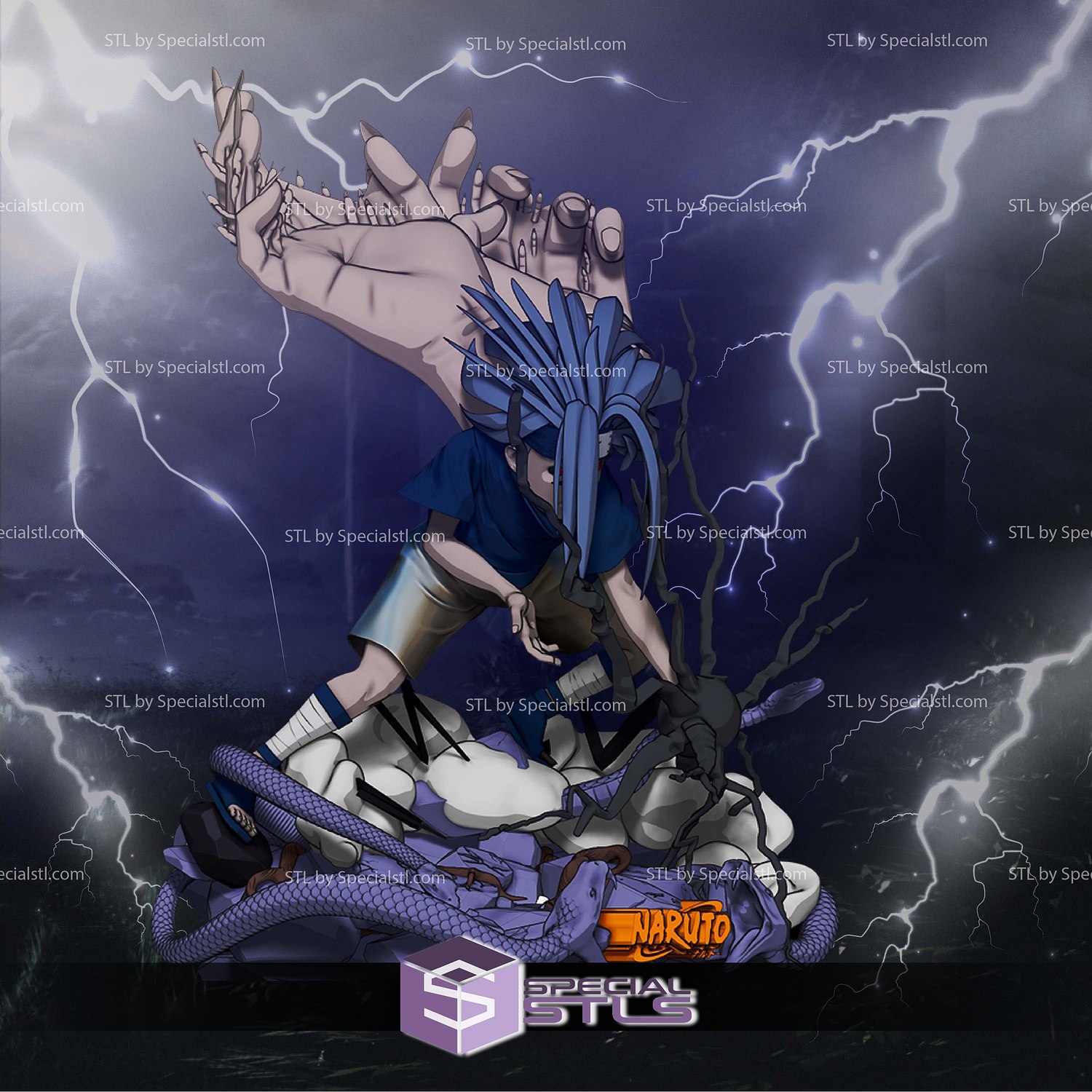 Sasuke Mark of Cursed V2 3D Printer Files STL Model — view 2