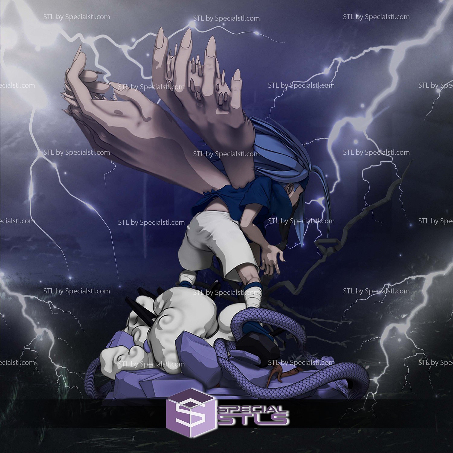 Sasuke Mark of Cursed V2 3D Printer Files STL Model — view 4