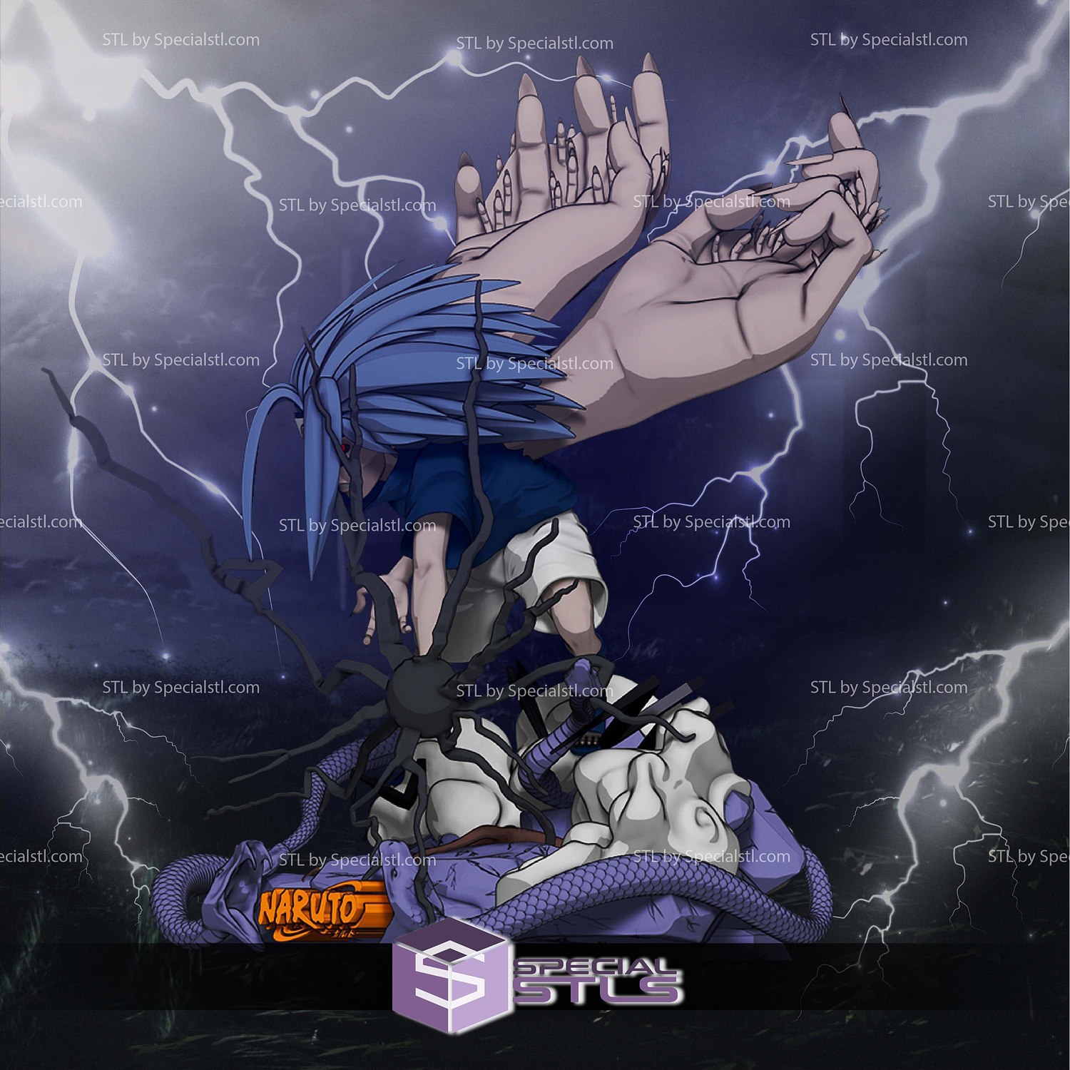 Sasuke Mark of Cursed V2 3D Printer Files STL Model — view 5