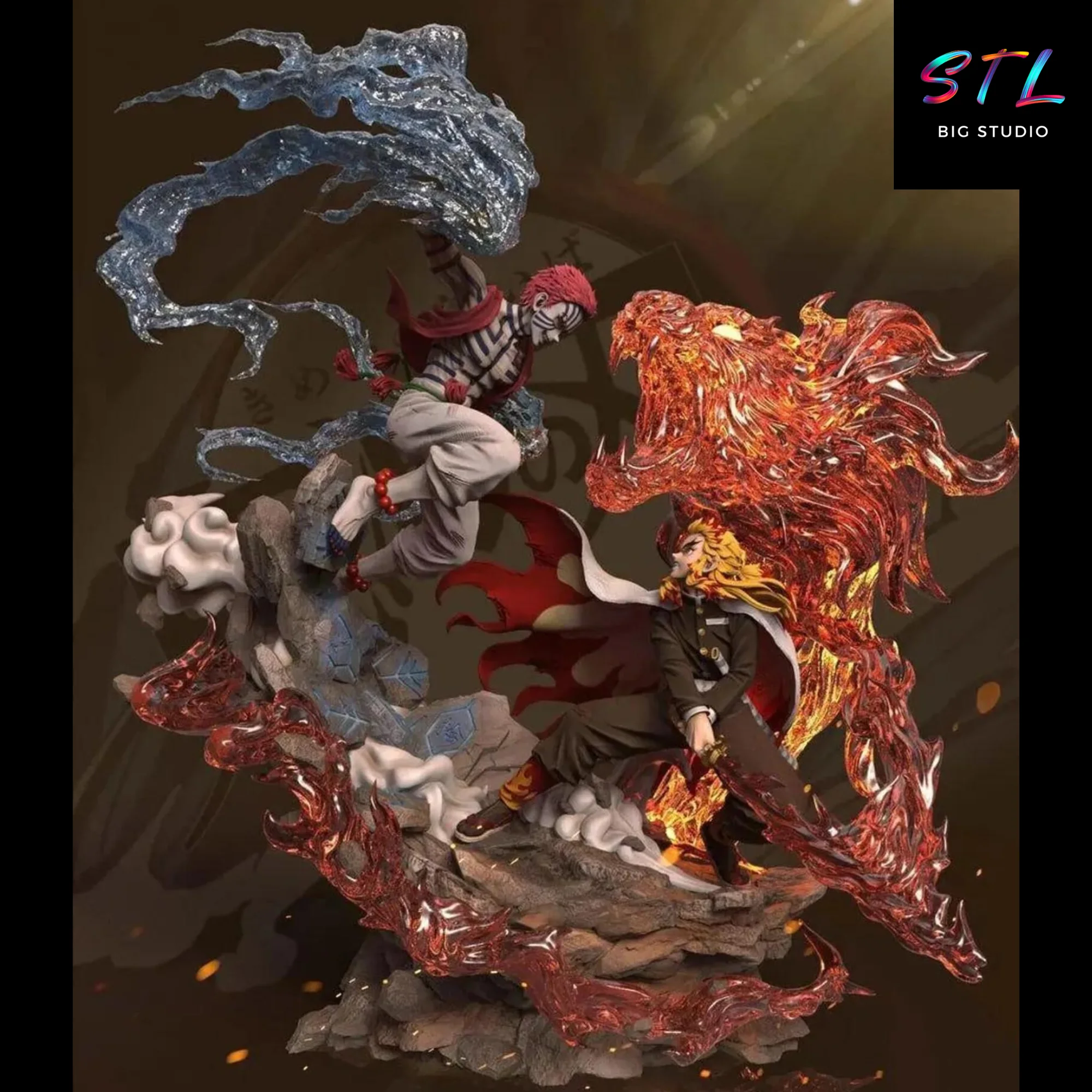 Rengoku vs Akaza STL | Epic Diorama for 3D Printing | Demon Slayer Model