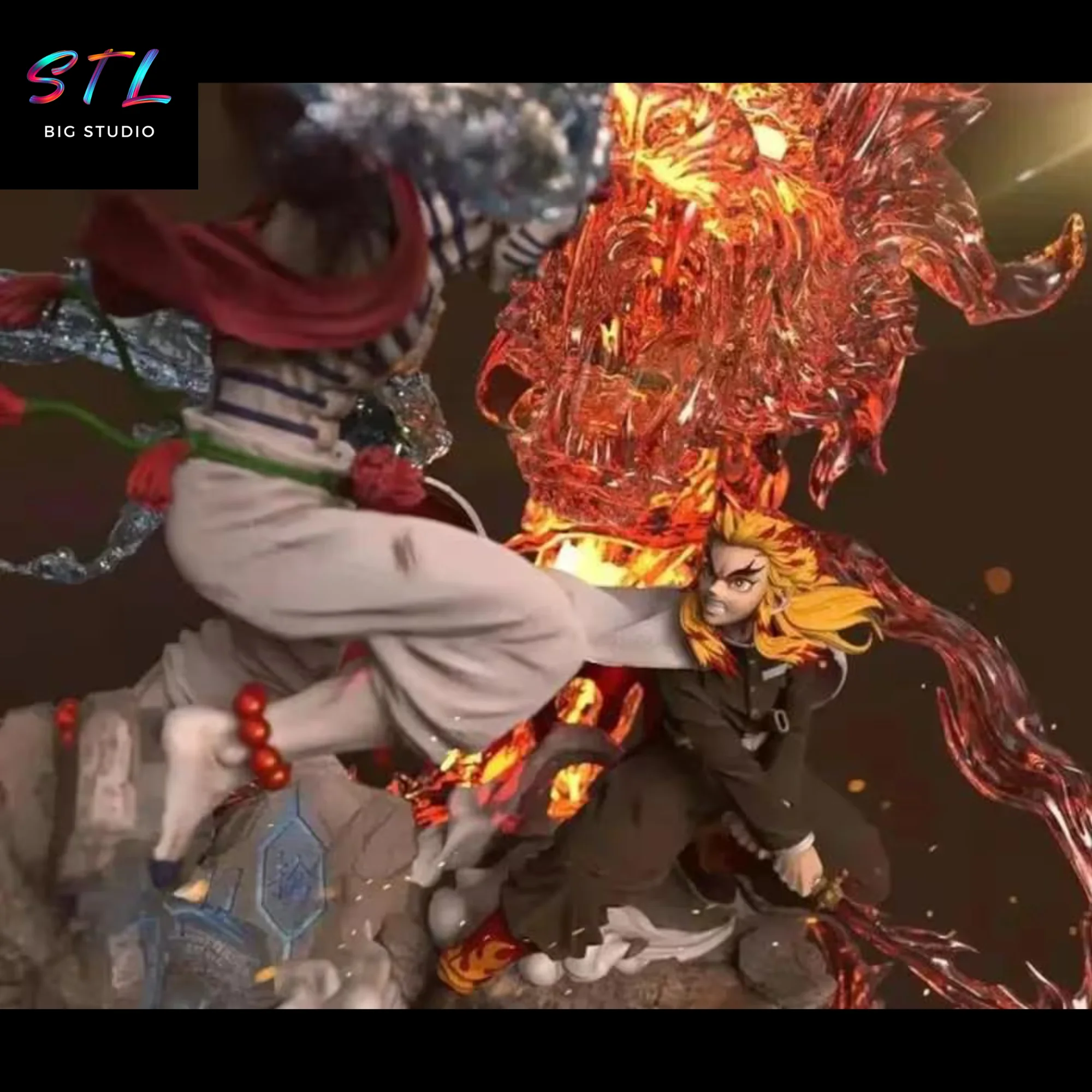 Rengoku vs Akaza STL | Epic Diorama for 3D Printing | Demon Slayer Model — view 3
