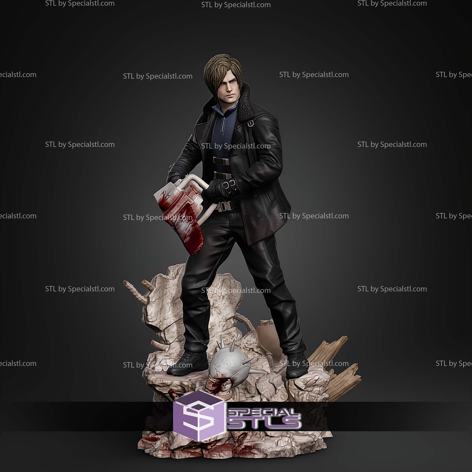 Leon S Kennedy Resident Evil 208mm STL Files 3D Model — view 2