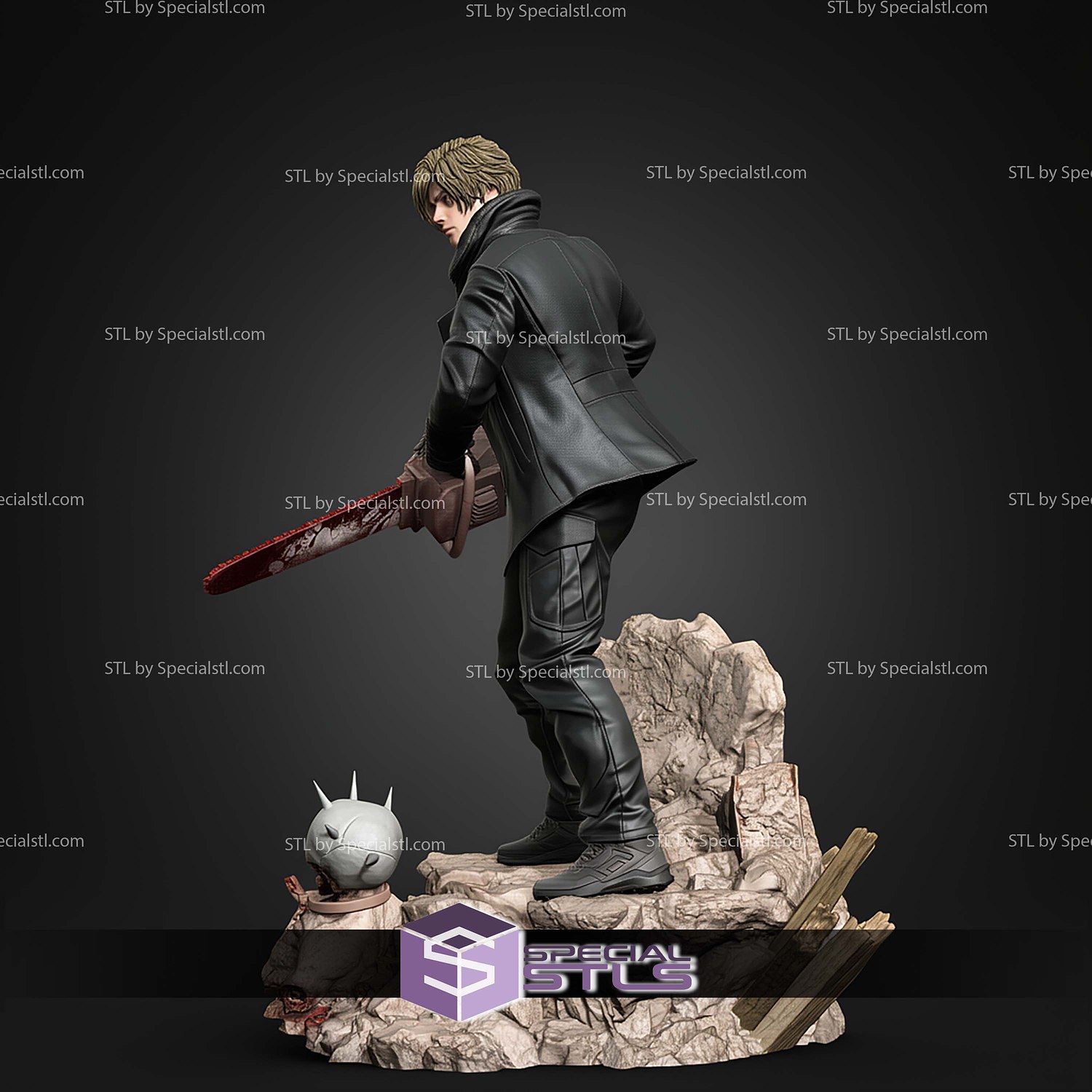 Leon S Kennedy Resident Evil 208mm STL Files 3D Model — view 3