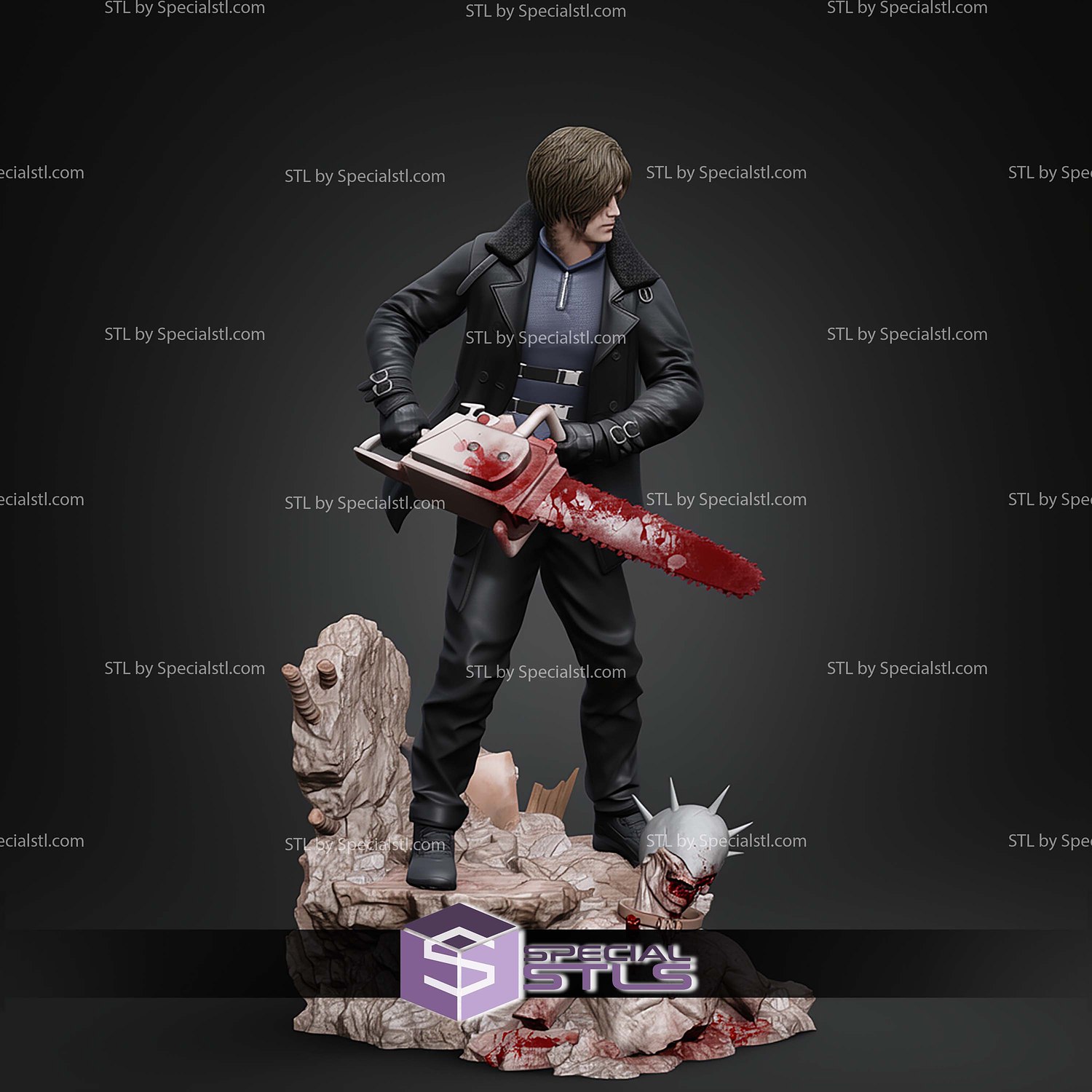 Leon S Kennedy Resident Evil 208mm STL Files 3D Model — view 5