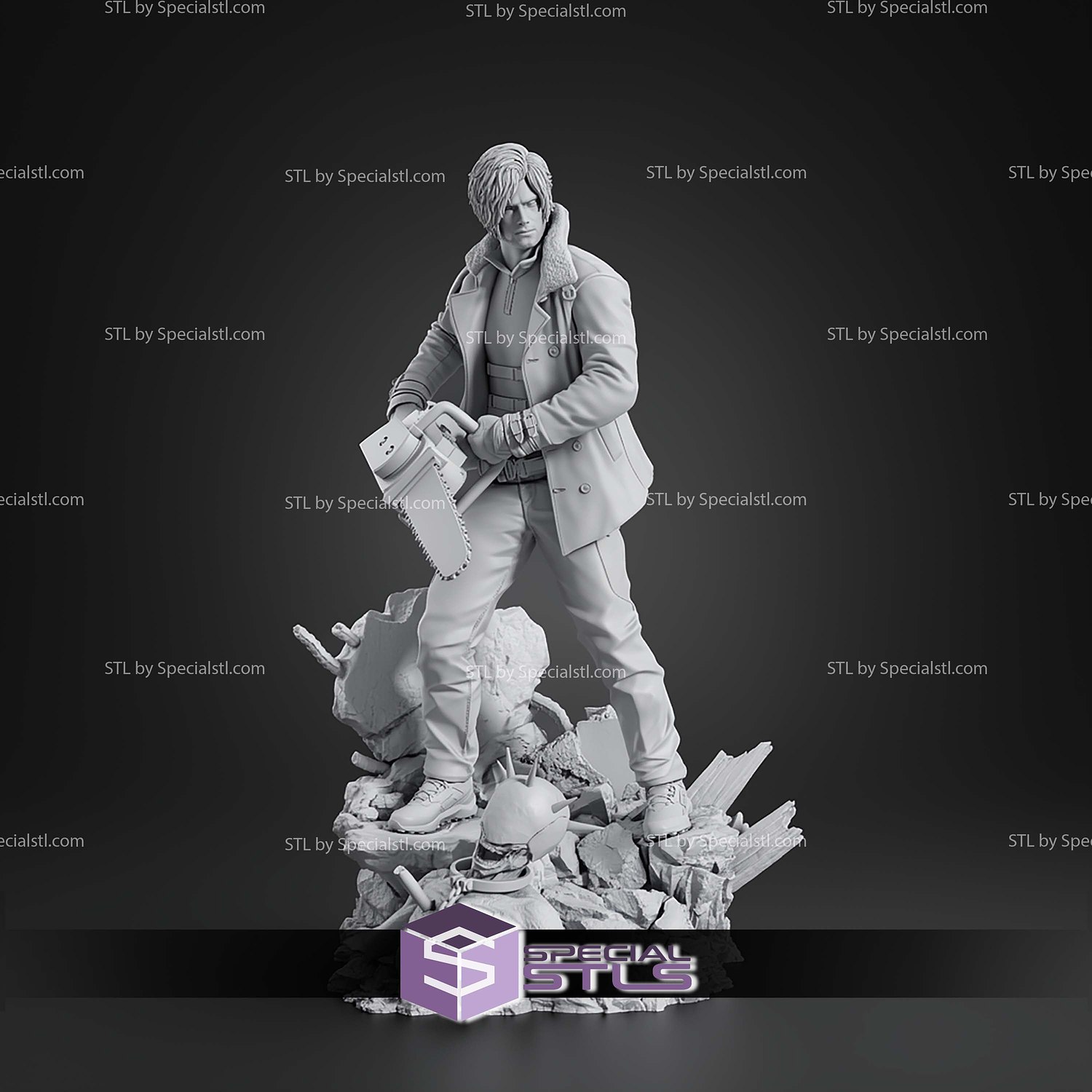 Leon S Kennedy Resident Evil 208mm STL Files 3D Model — view 6