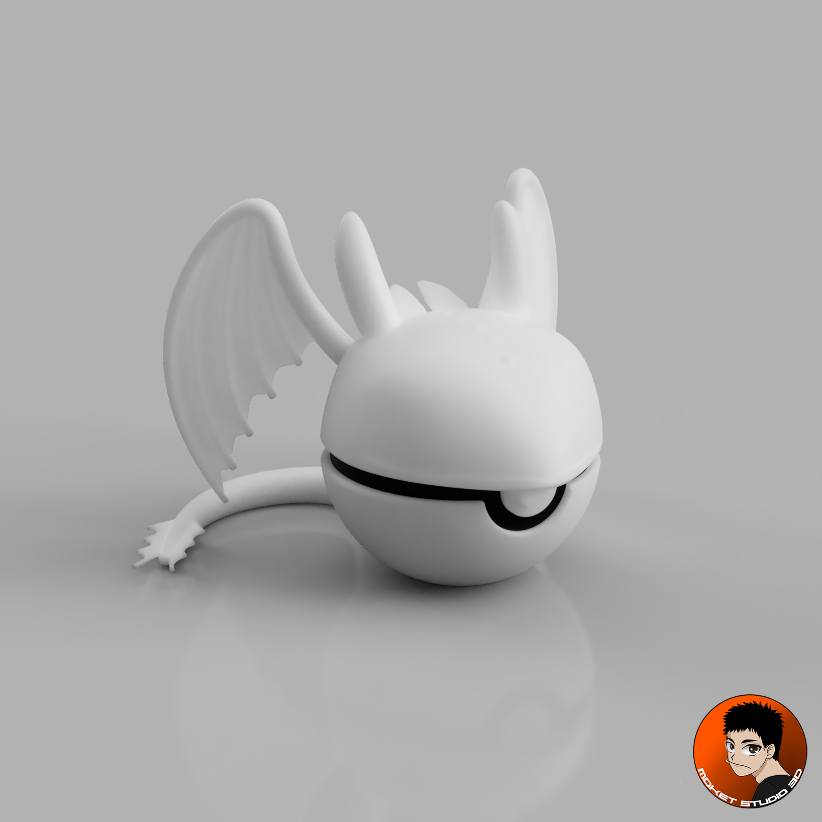 How to train your dragon - Light Fury Pokeball 3D STL Model