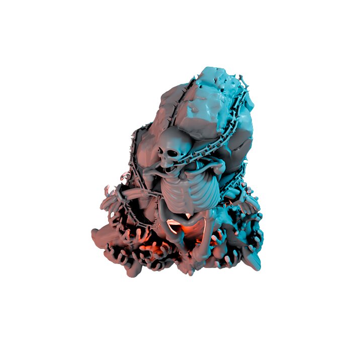Chainedskeleton III - RPG Tabletop Figure 3D STL Model — view 6