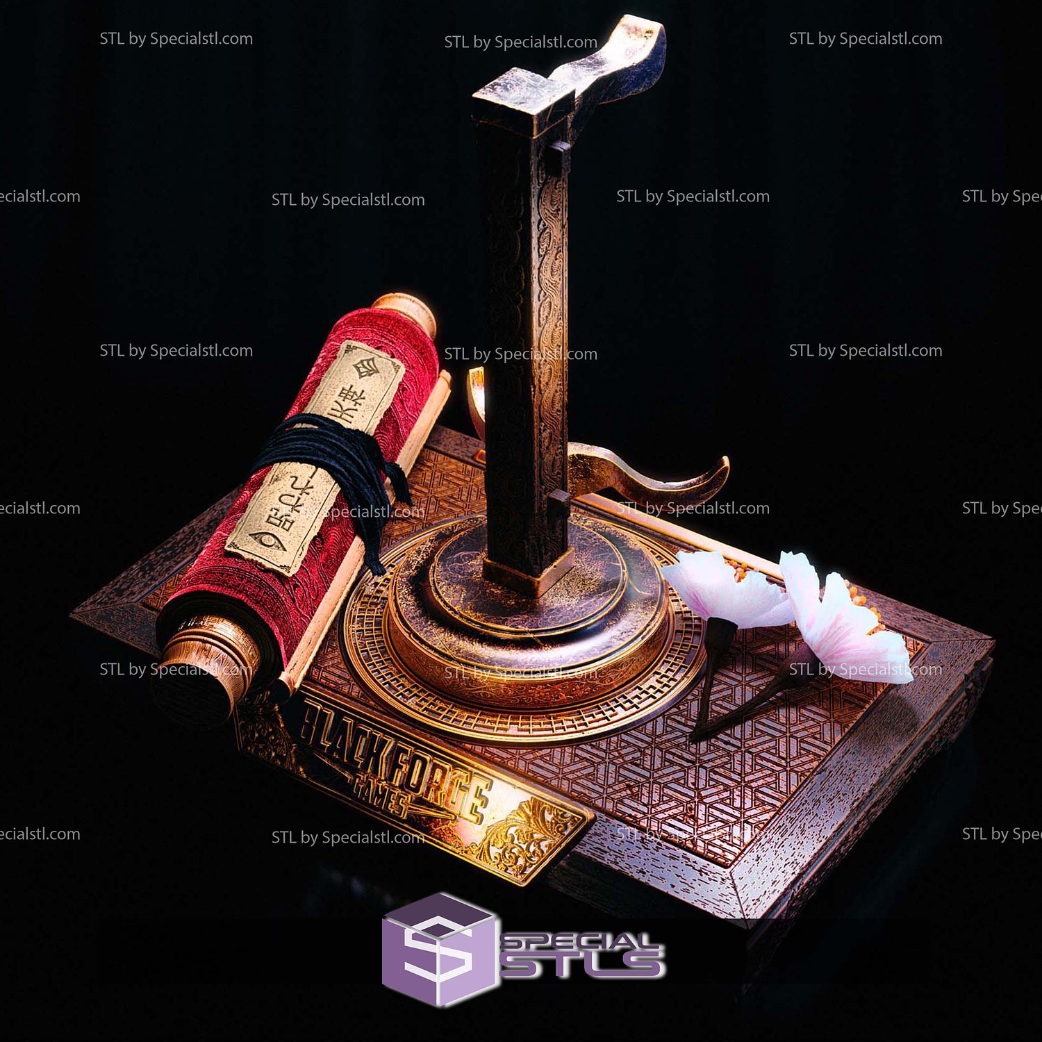 Stand Display for Corrupted Tenjin Mask STL Files 3D Model — view 2