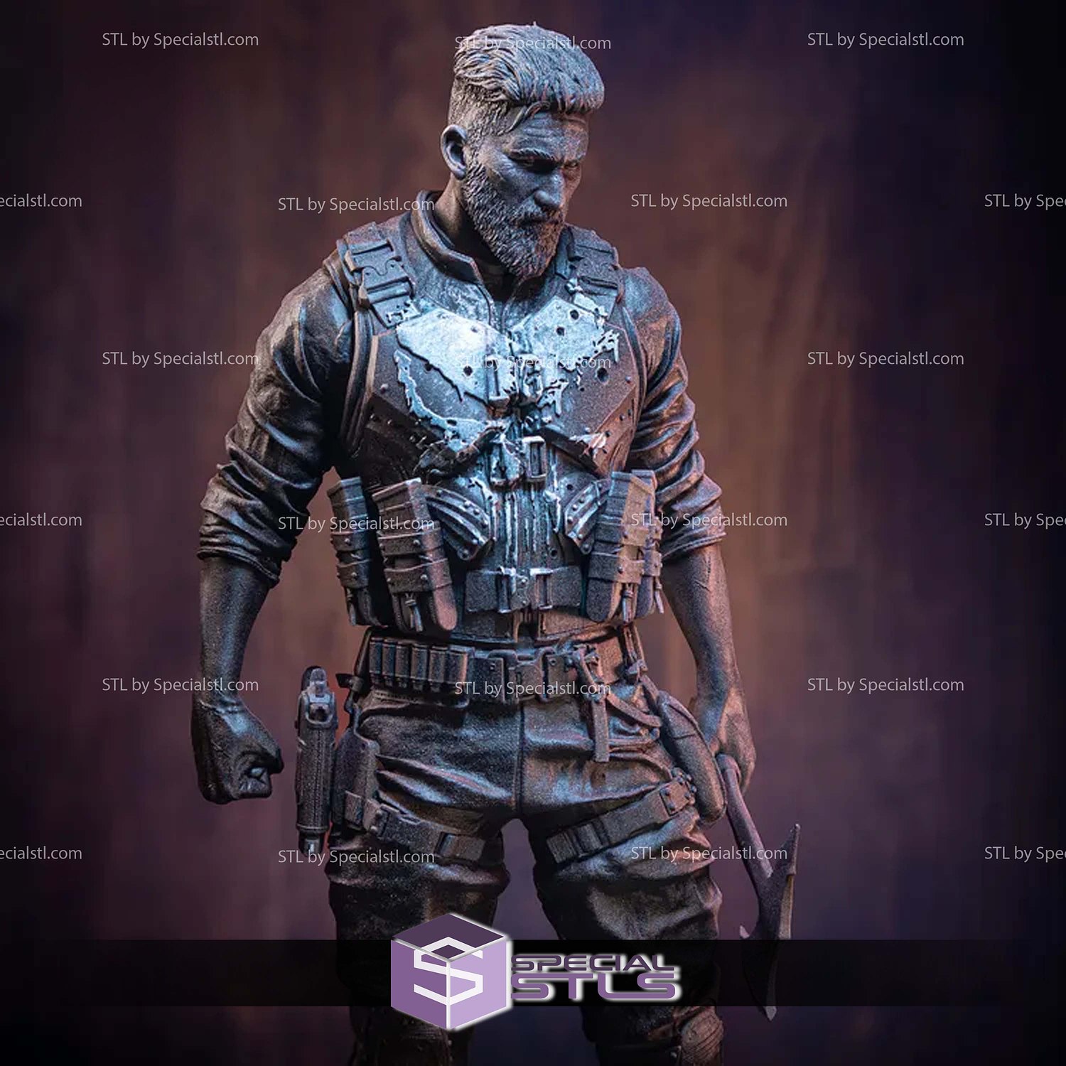 The Punisher and Axe 3D Printer Files STL Model — view 4