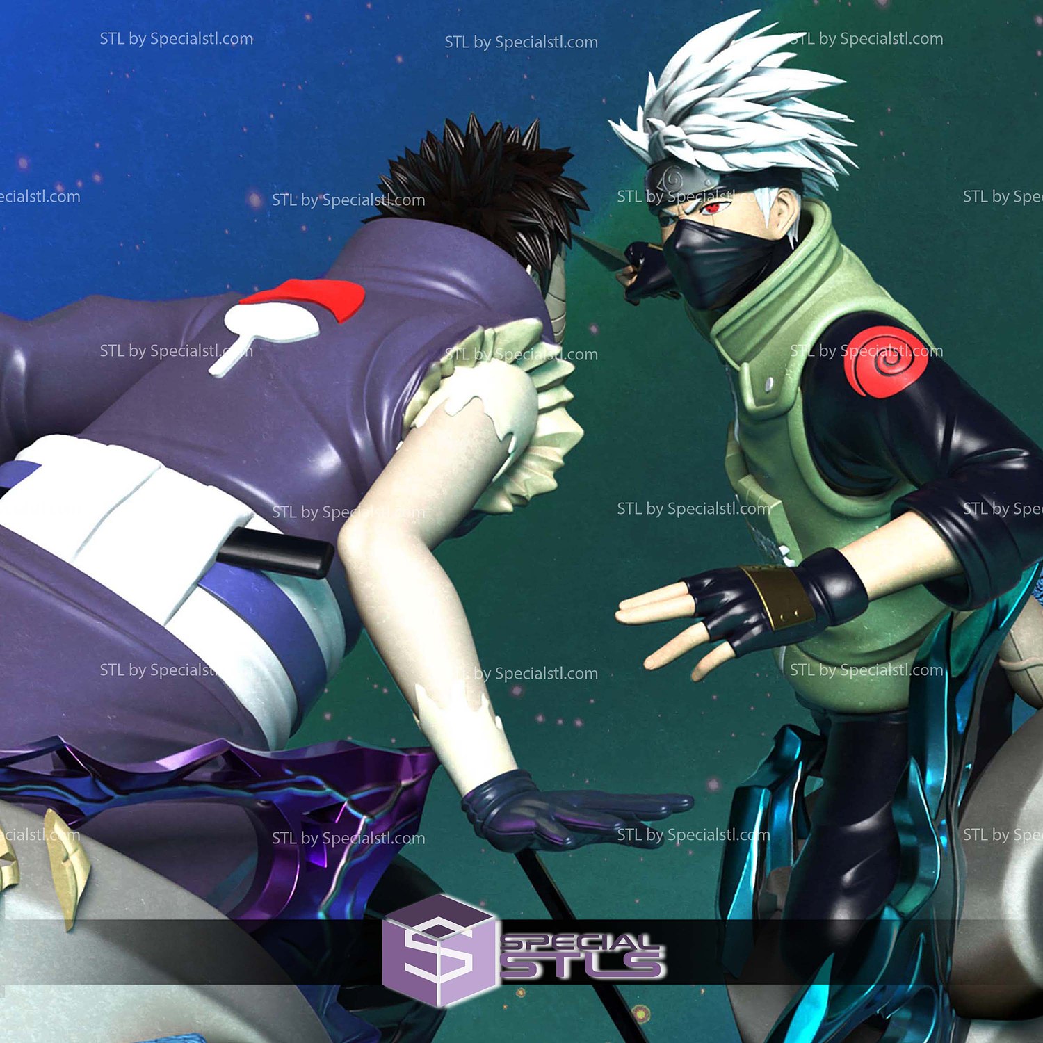 Obito vs Kakashi Battle 3D Printer Files STL Model — view 2