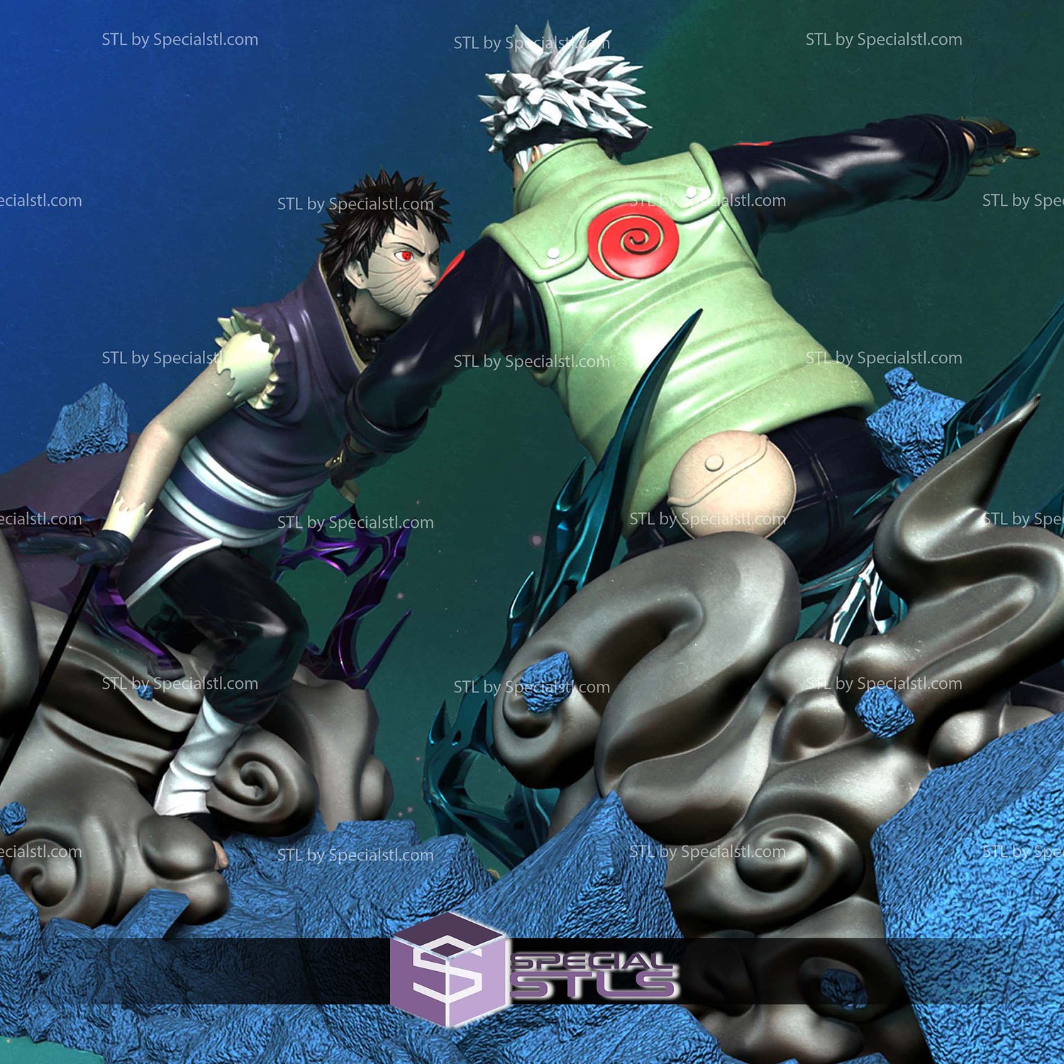 Obito vs Kakashi Battle 3D Printer Files STL Model — view 3