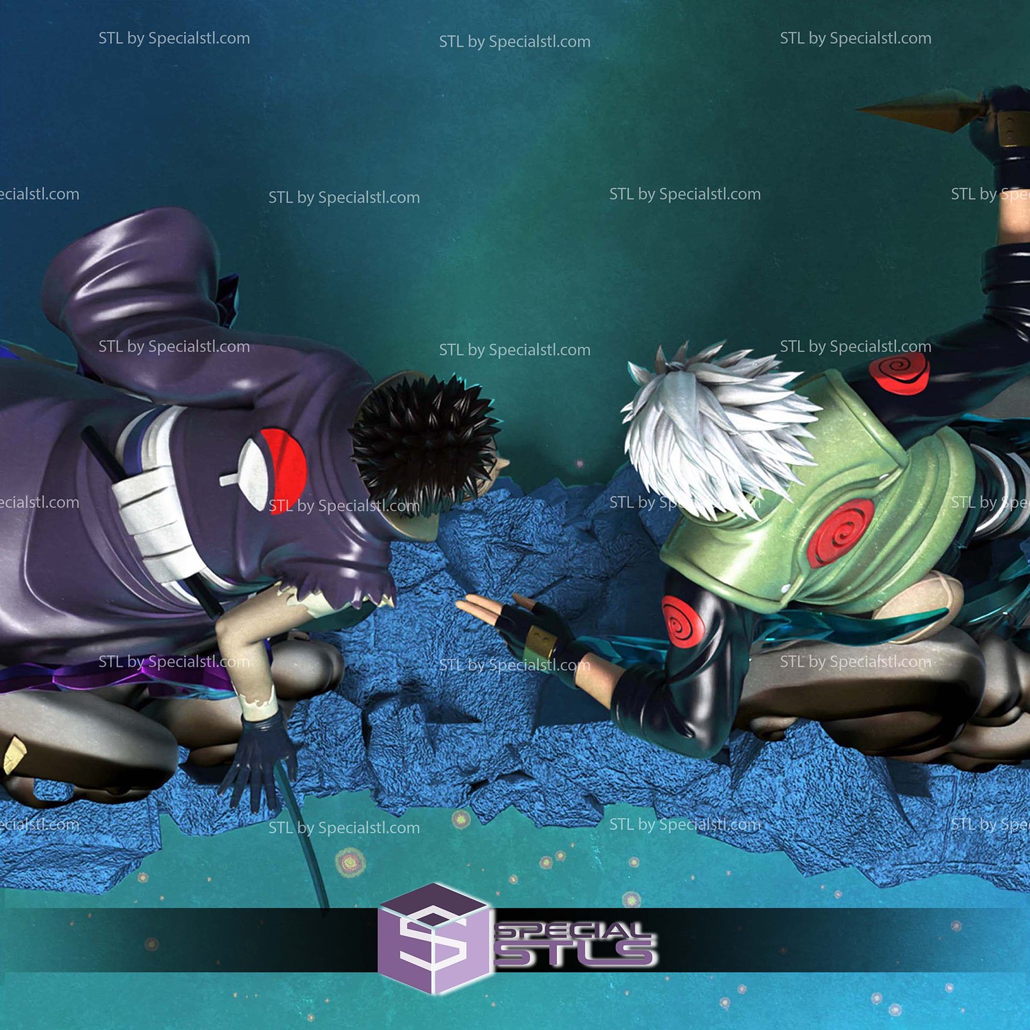 Obito vs Kakashi Battle 3D Printer Files STL Model — view 4
