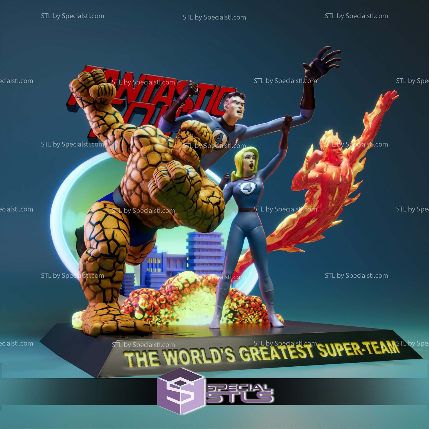Fantastic Four 60s STL Files 3D Model — view 4