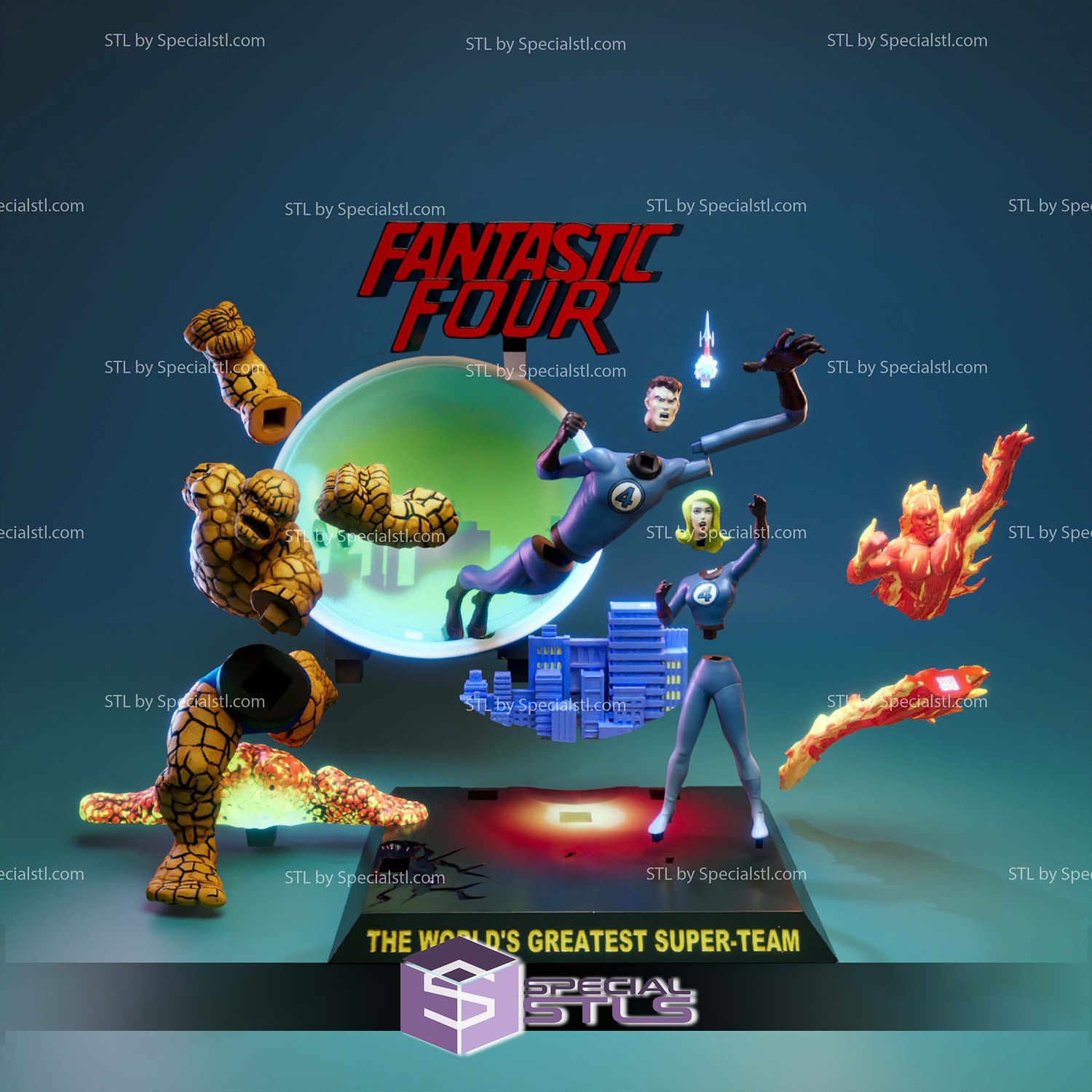 Fantastic Four 60s STL Files 3D Model — view 5
