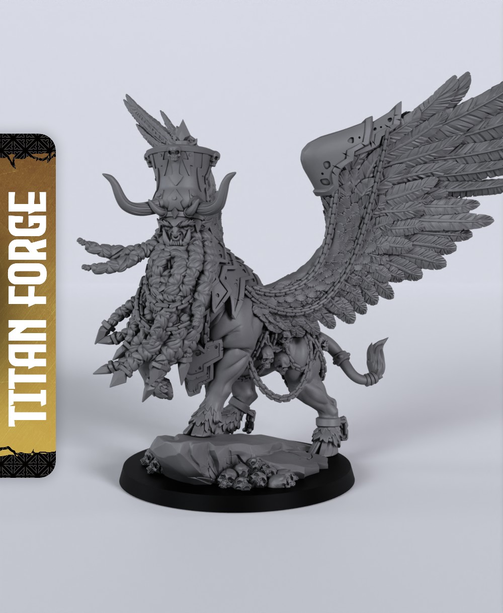 Lamassu - With Free Dragon  - 5e DnD Inspired for RPG and Wargamers 3D STL Model