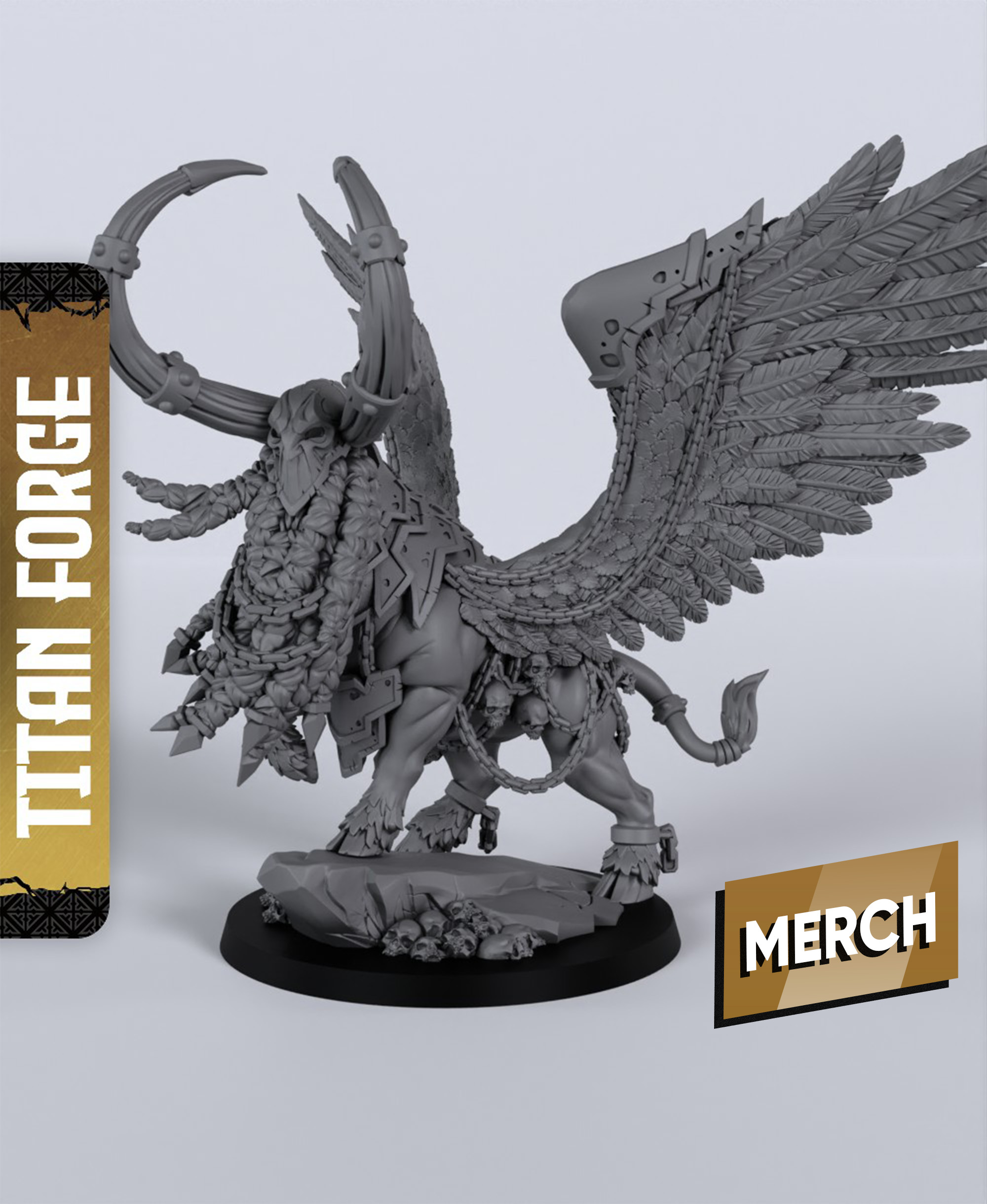 Lamassu - With Free Dragon  - 5e DnD Inspired for RPG and Wargamers 3D STL Model — view 2
